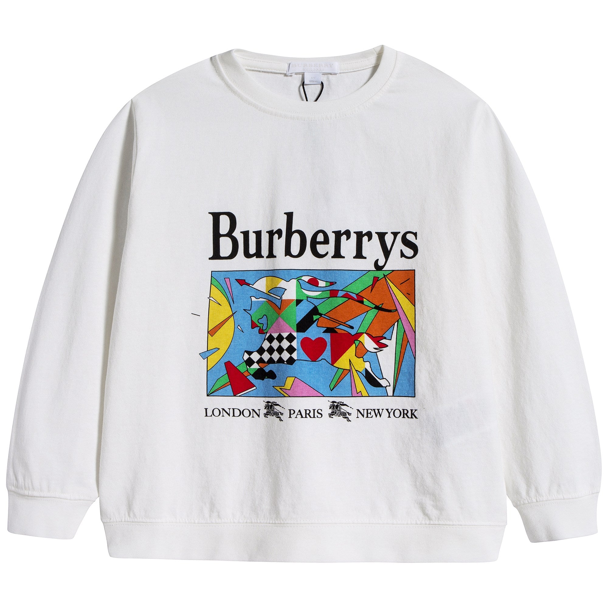 Girls White Logo Cotton Sweatshirt