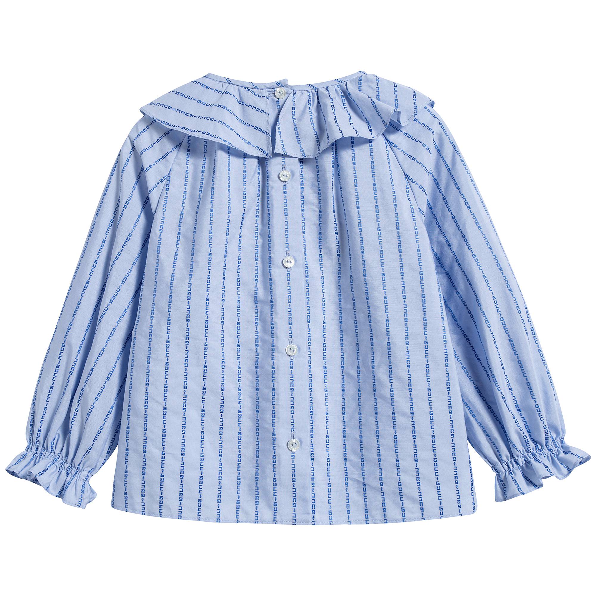 Baby Girls Light Blue Logo Cotton Shirt