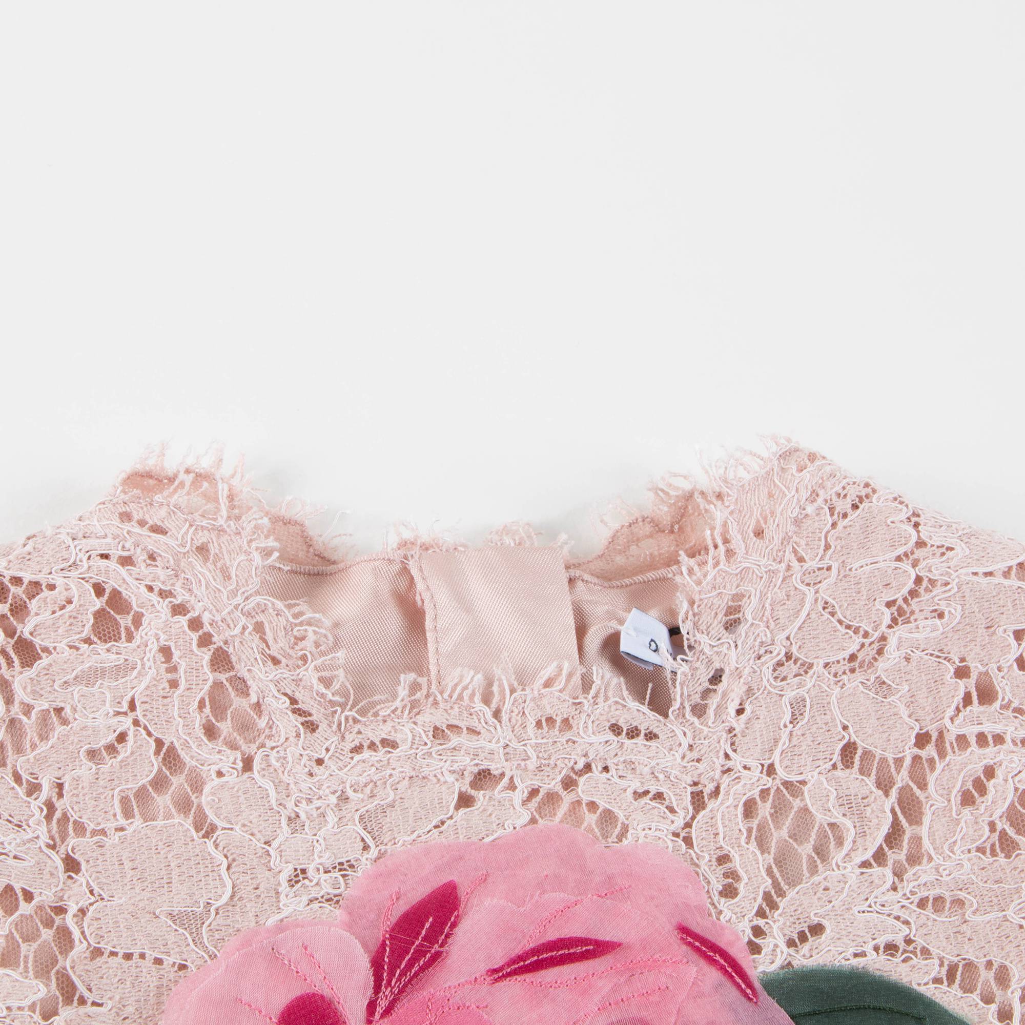 Girls Pink Roses Lace Dress