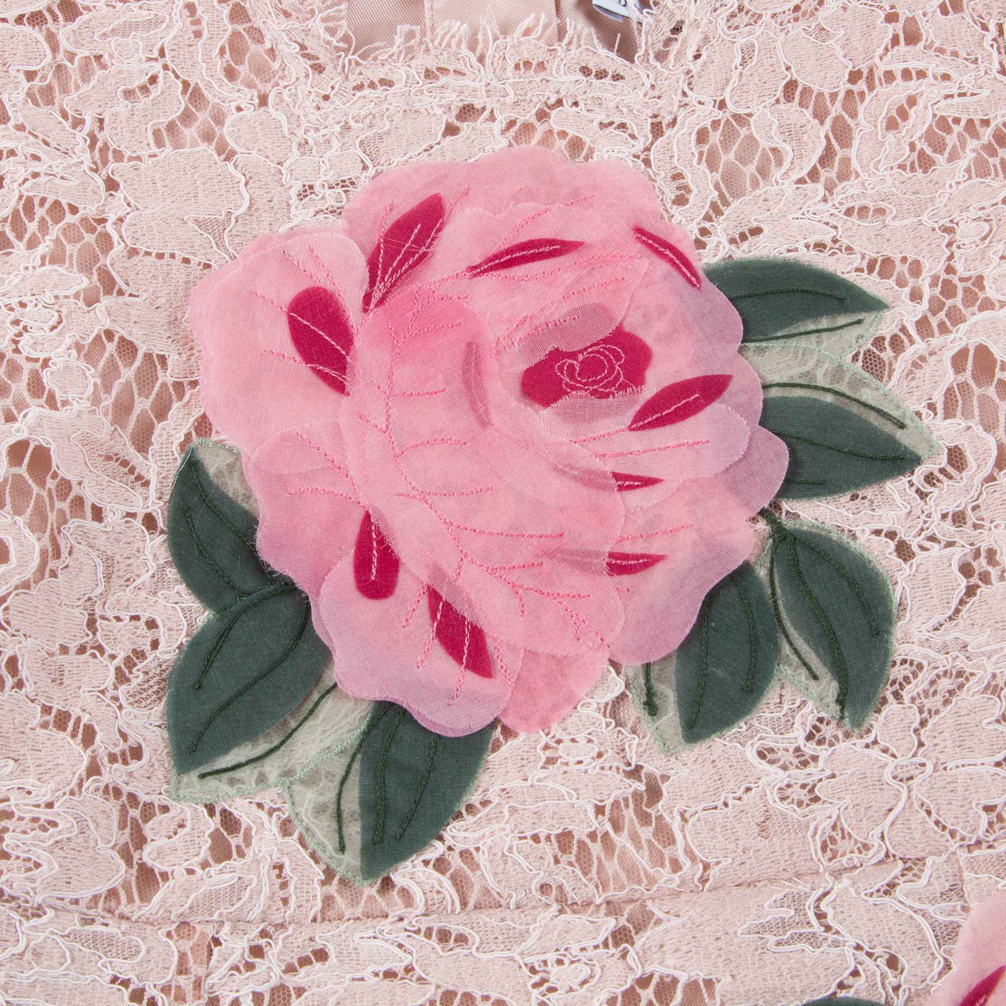 Girls Pink Roses Lace Dress