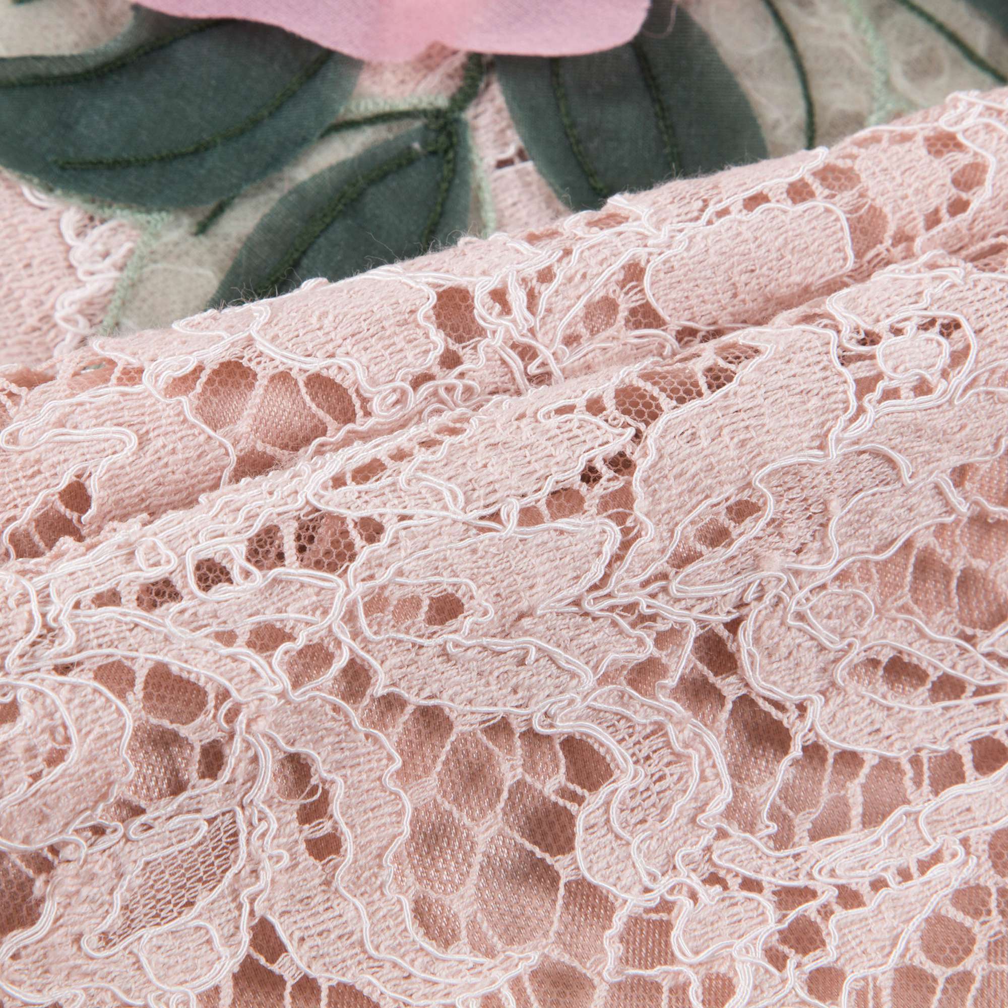 Girls Pink Roses Lace Dress