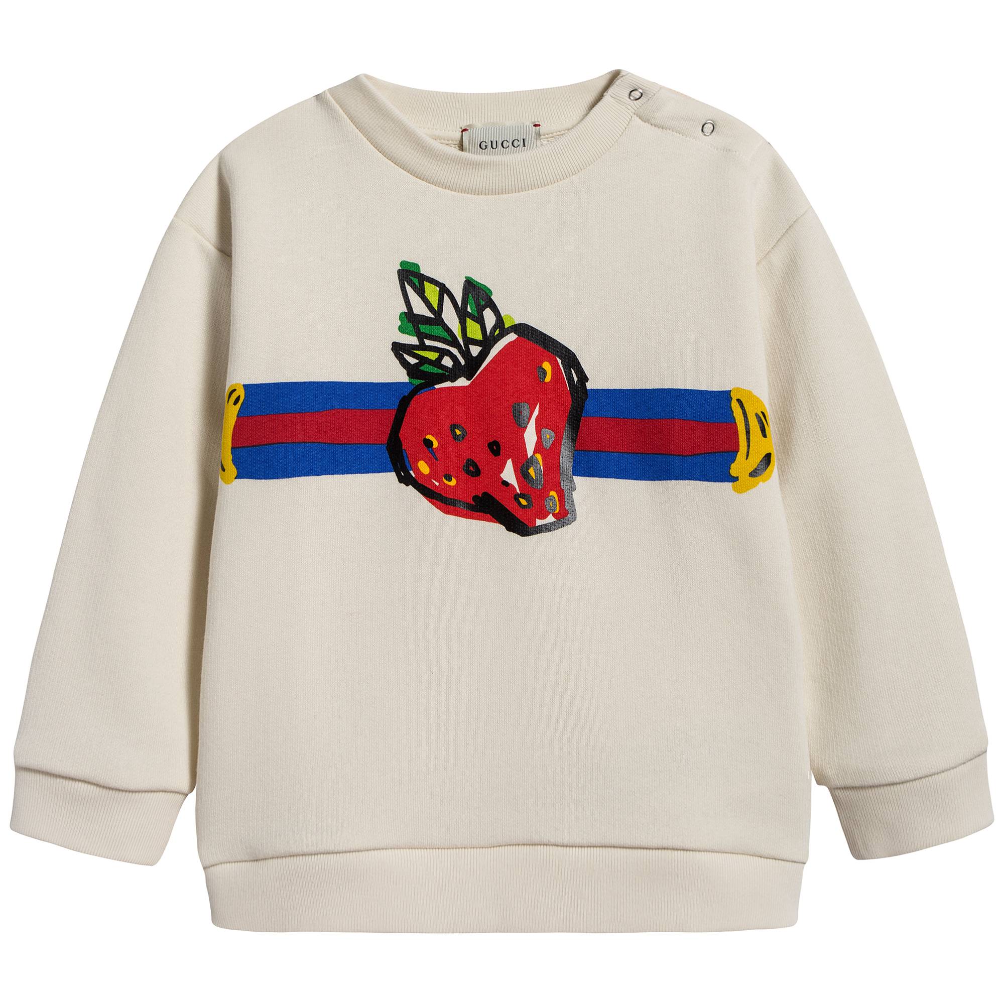 Baby Girls White Cotton Sweatshirt