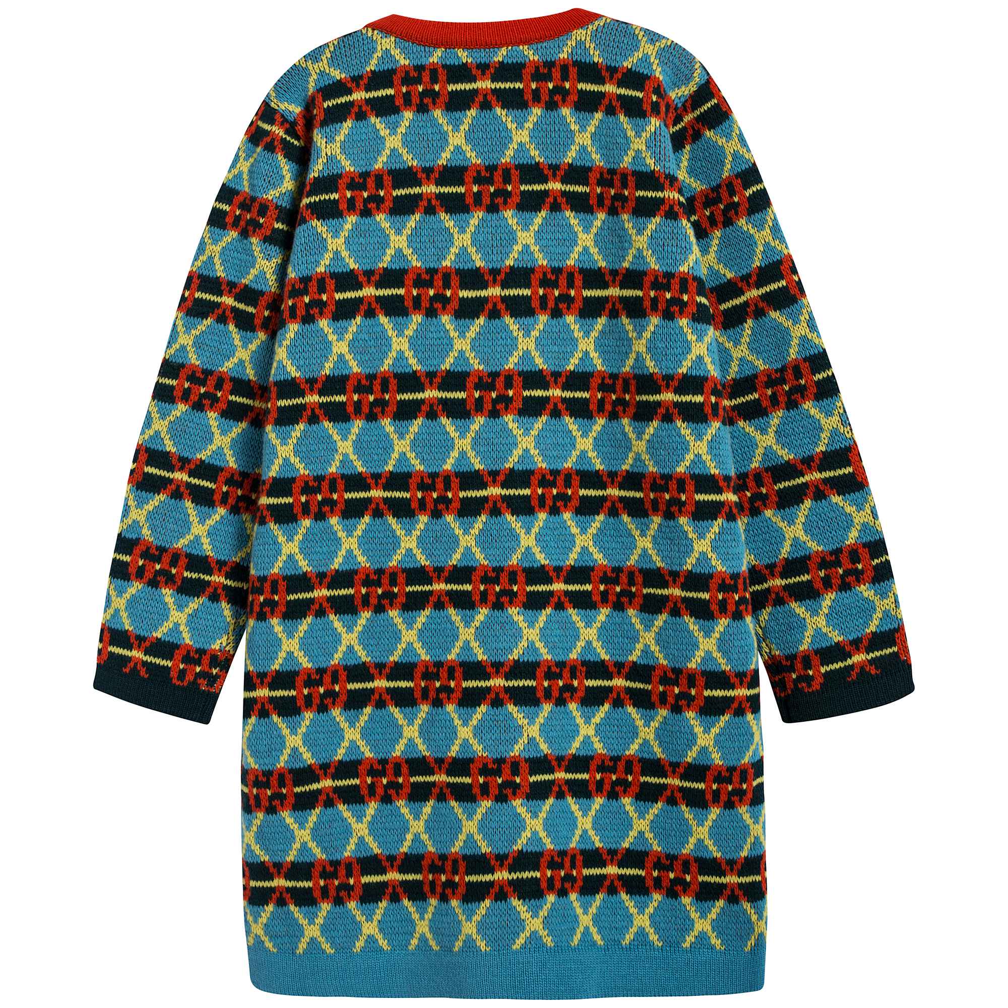Girls Blue & Green Wool Coat