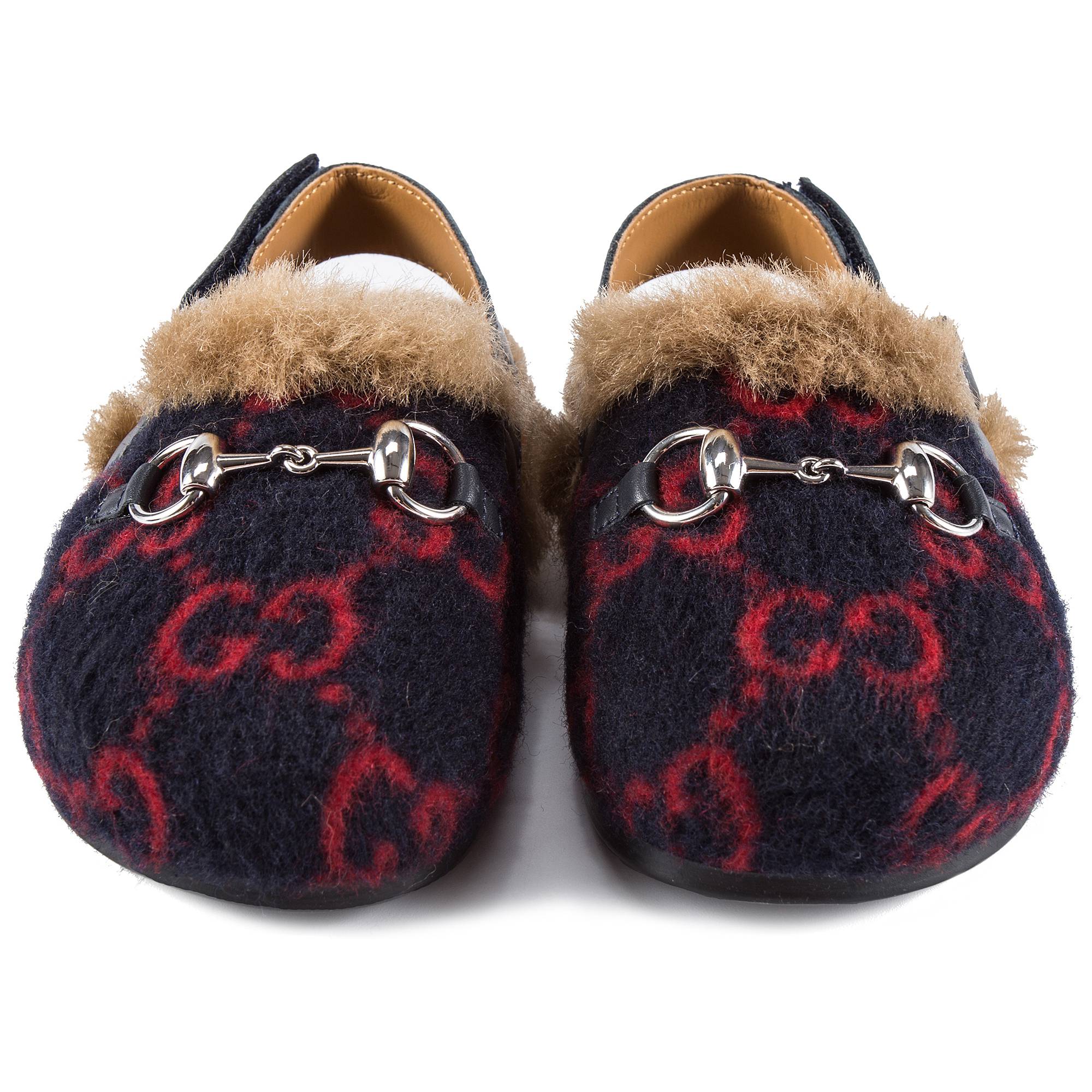 Baby Girls Blue GG Faux Fur Shoes