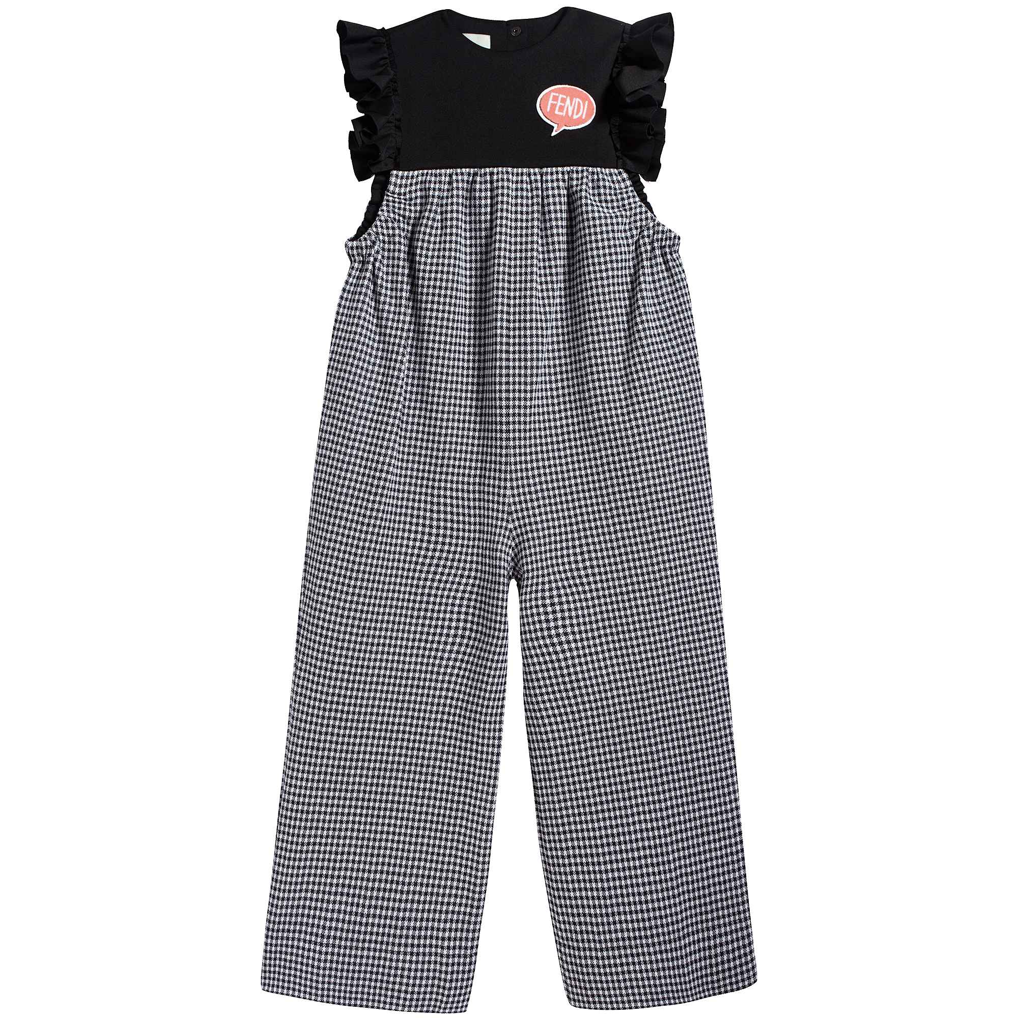 Girls Black Check Rompers