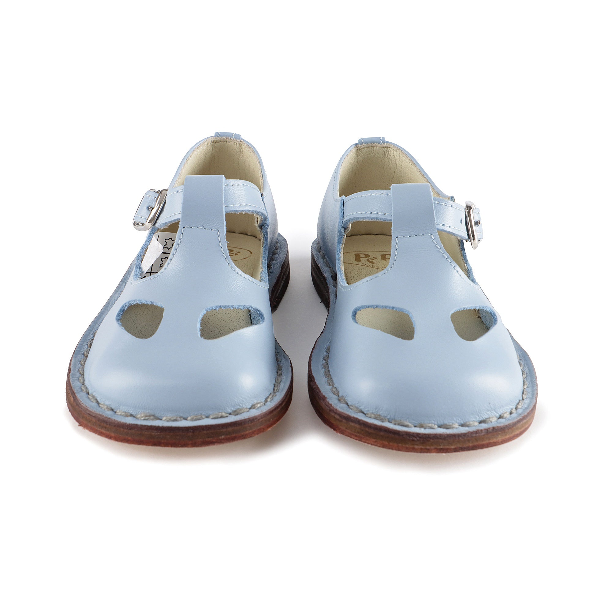 Girls Light Blue Leather Shoes