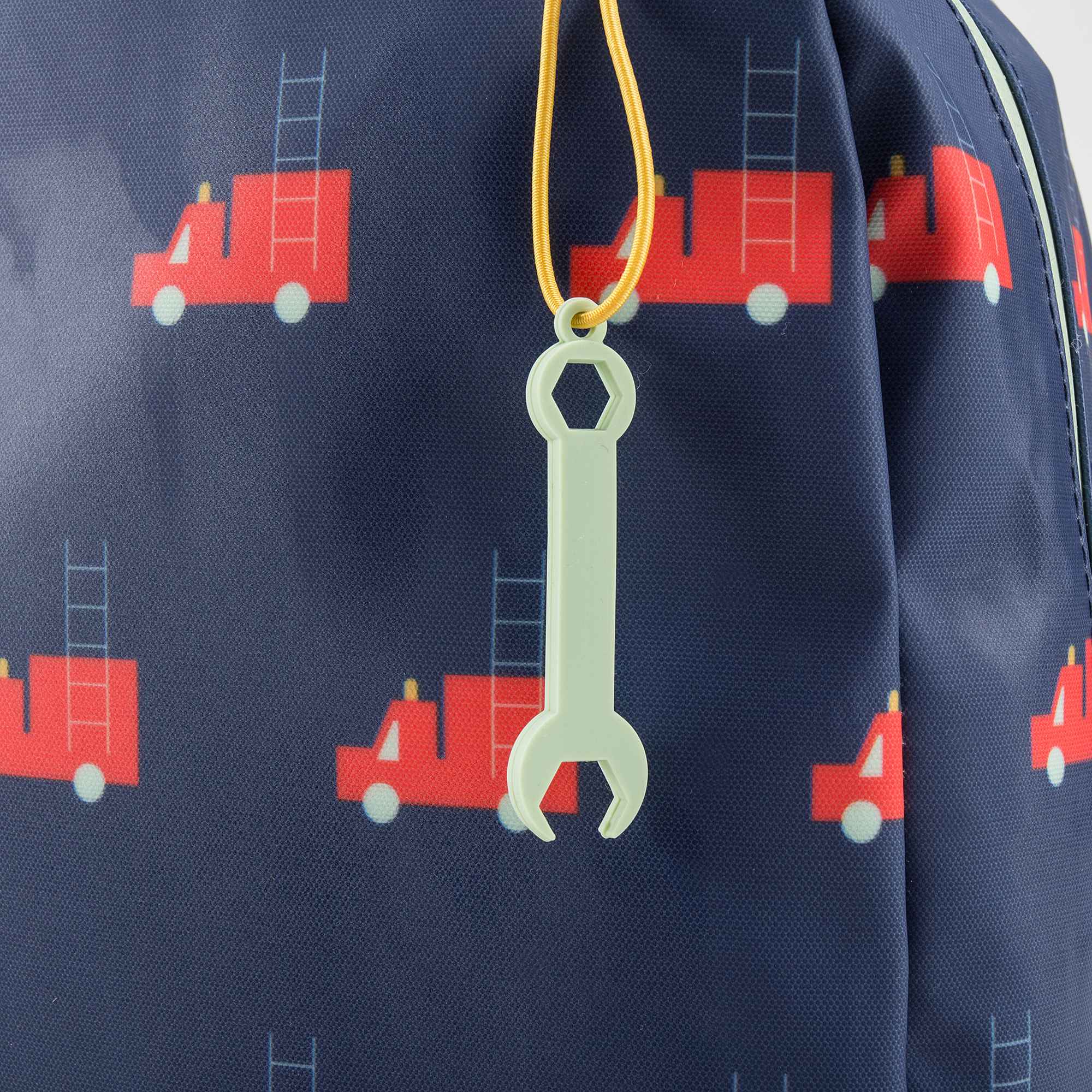 Girls Dark Blue Firetruck Printed Backpack(24 x 11 x 34 cm)