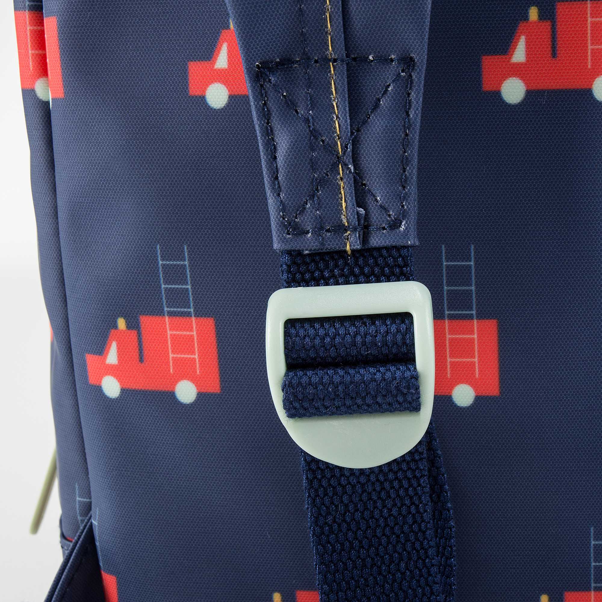 Girls Dark Blue Firetruck Printed Backpack(24 x 11 x 34 cm)