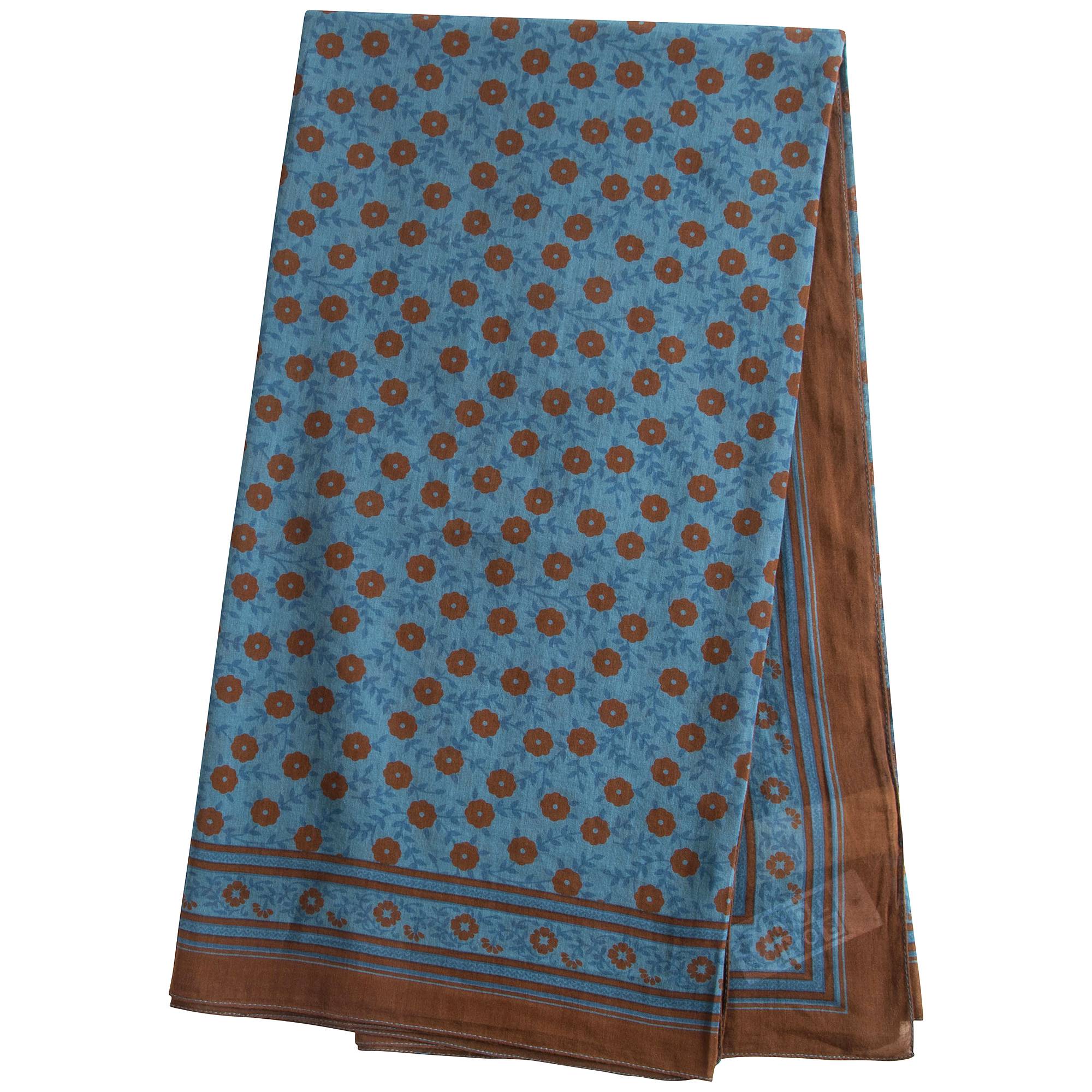 Girls Blue Orage Cotton Square Scarf