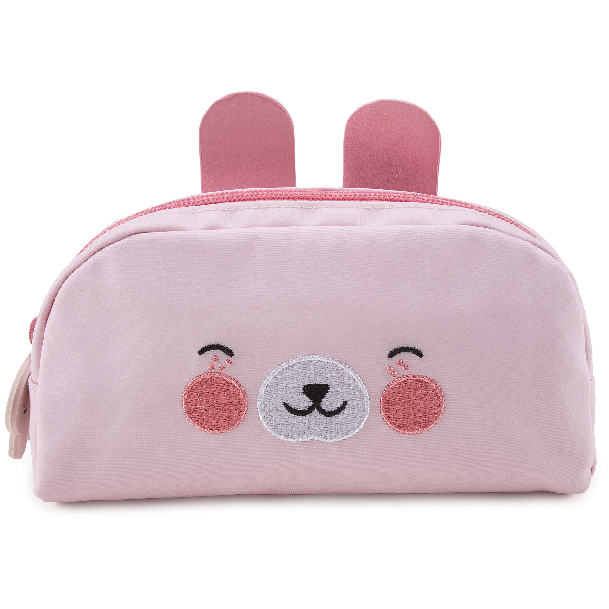 Girls Light Pink Bunny Printed Pencil Pouch(21 x 11 cm)