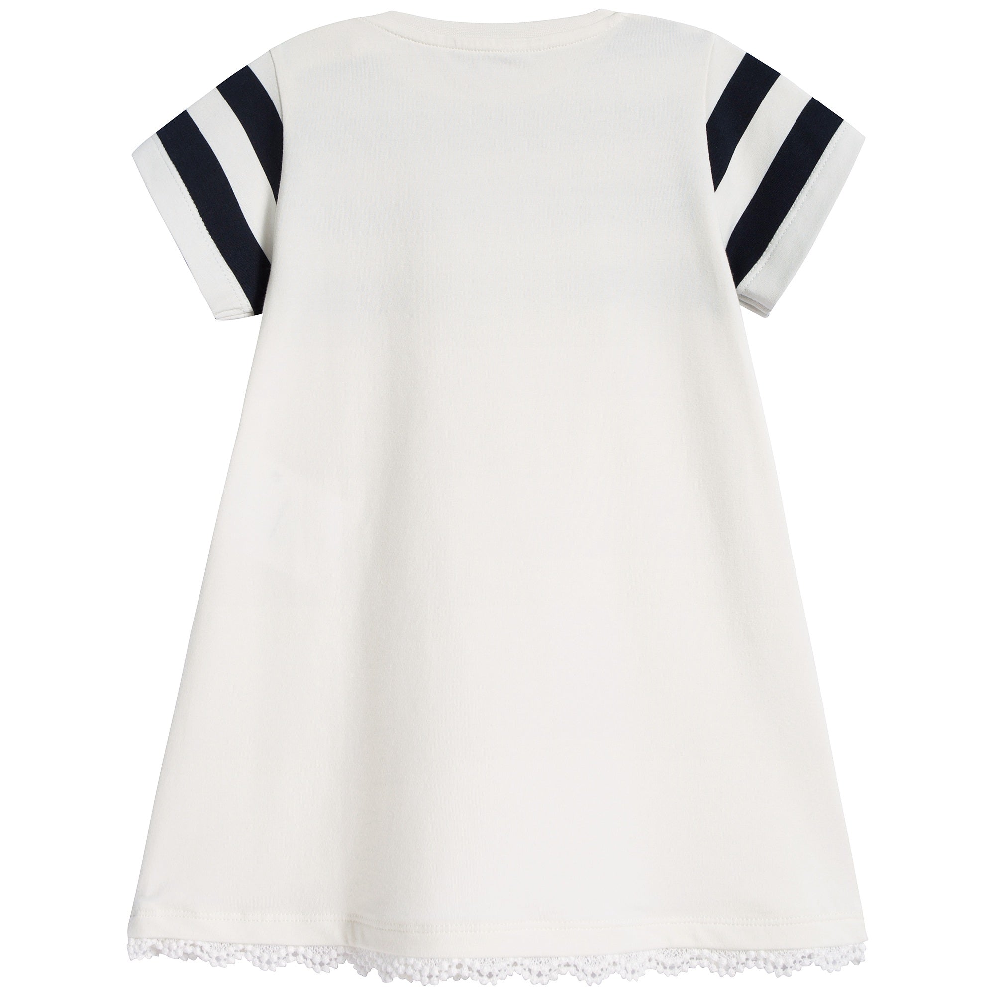 Baby Girls White & Black Stripes T-shirt