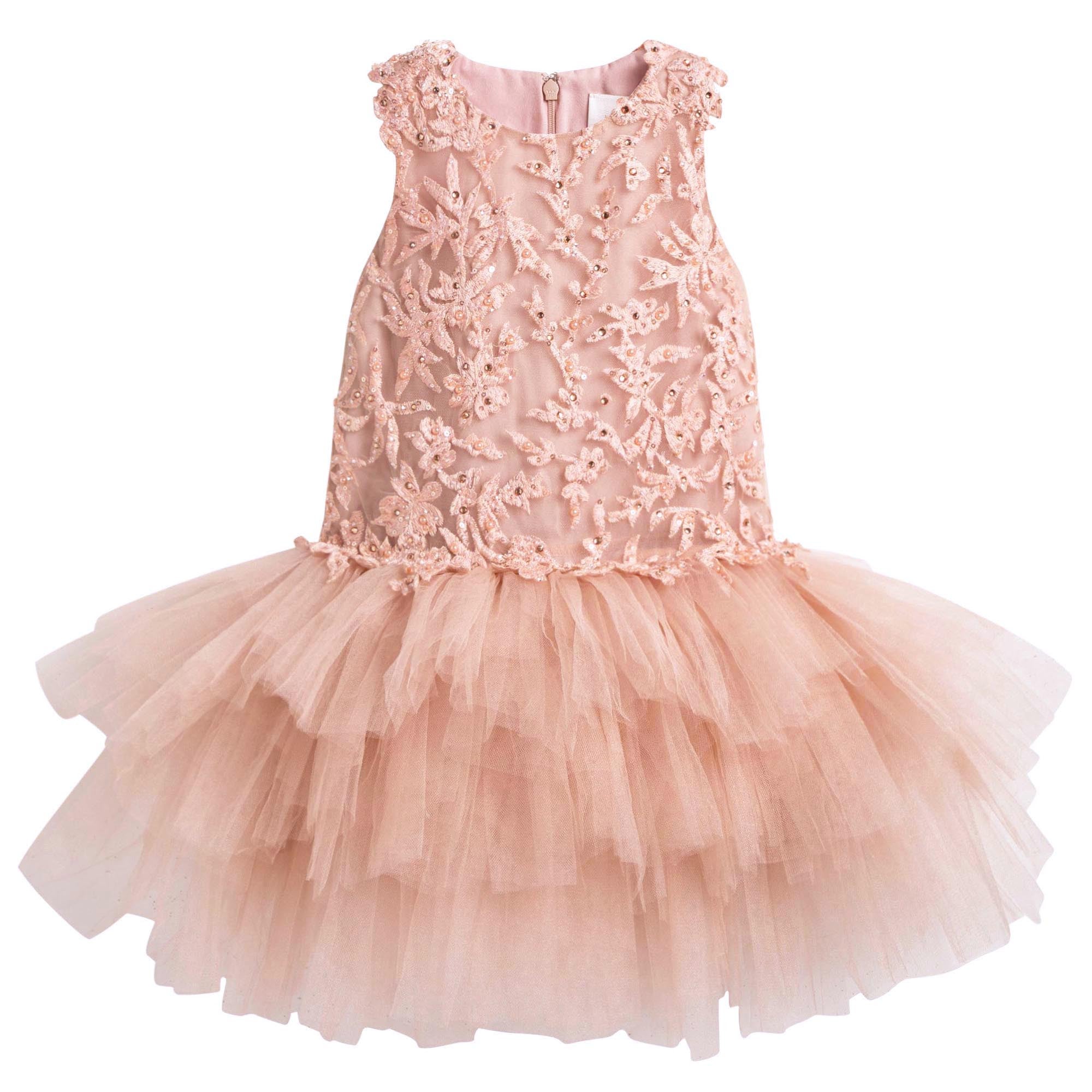 Girls Peachy Coral 'As fair as she' Dress
