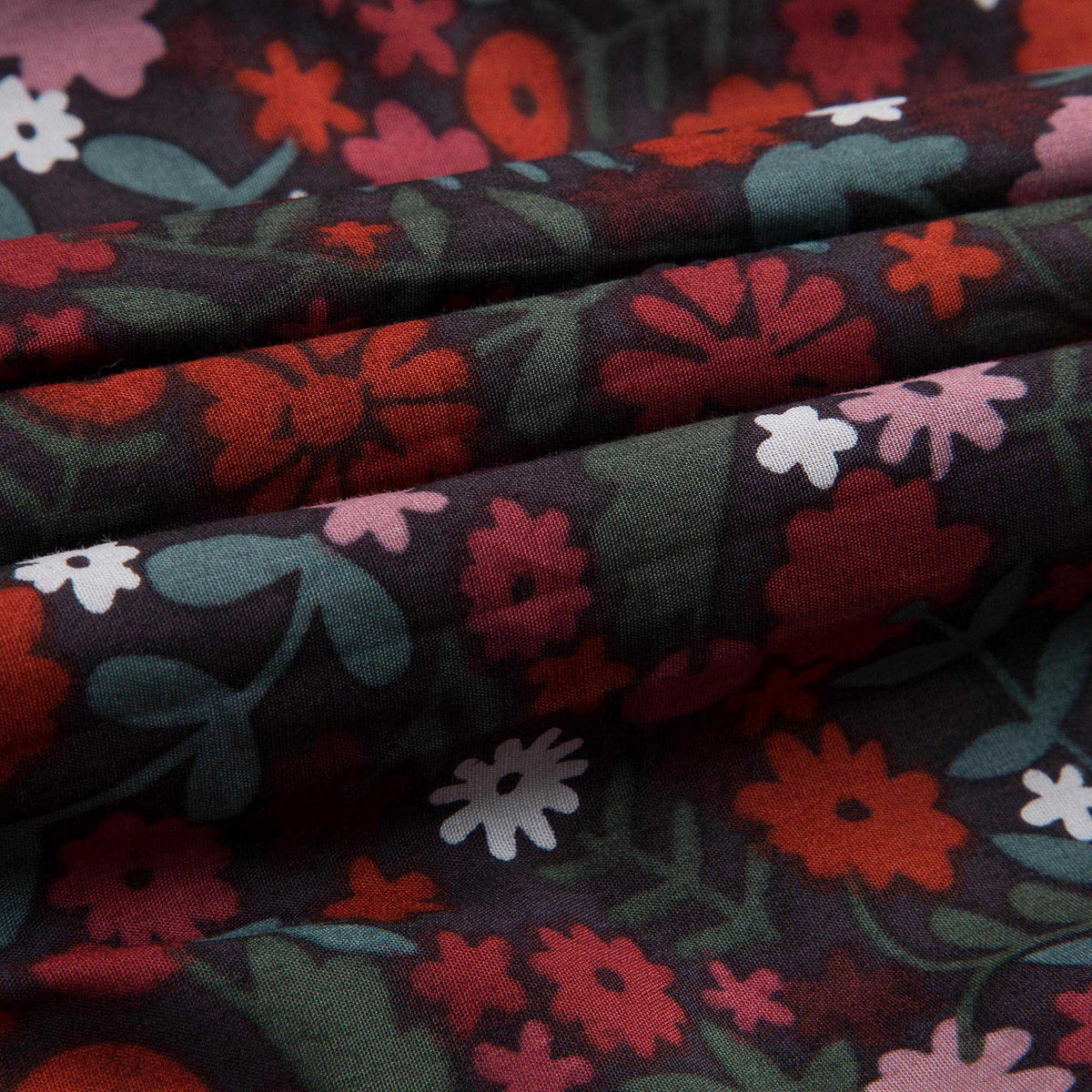 Girls Antique Red Floral Printed Trims Dress - CÉMAROSE | Children's Fashion Store - 7