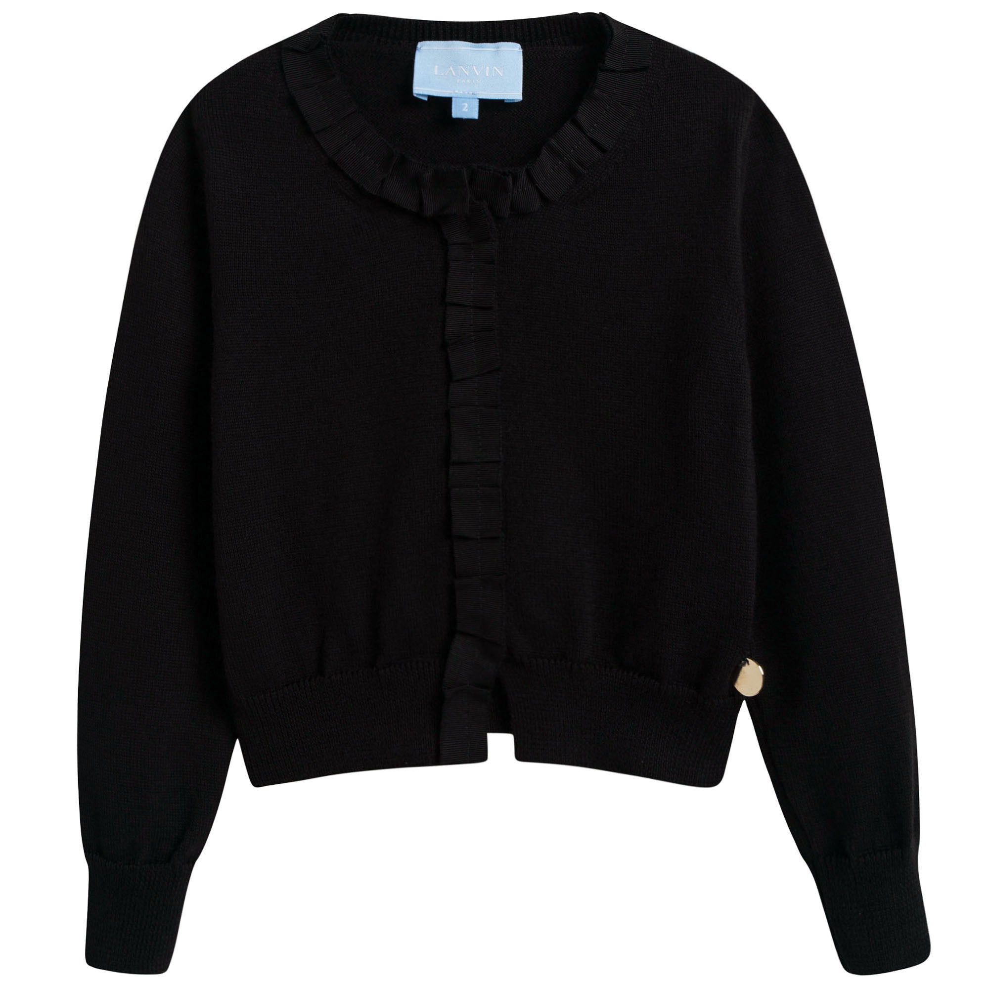 Girls Black Cotton Cardigan