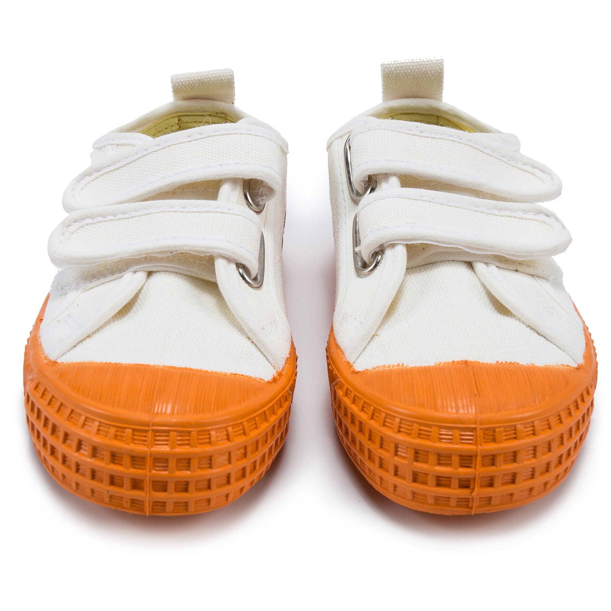Girls White Orange Velcro Shoes