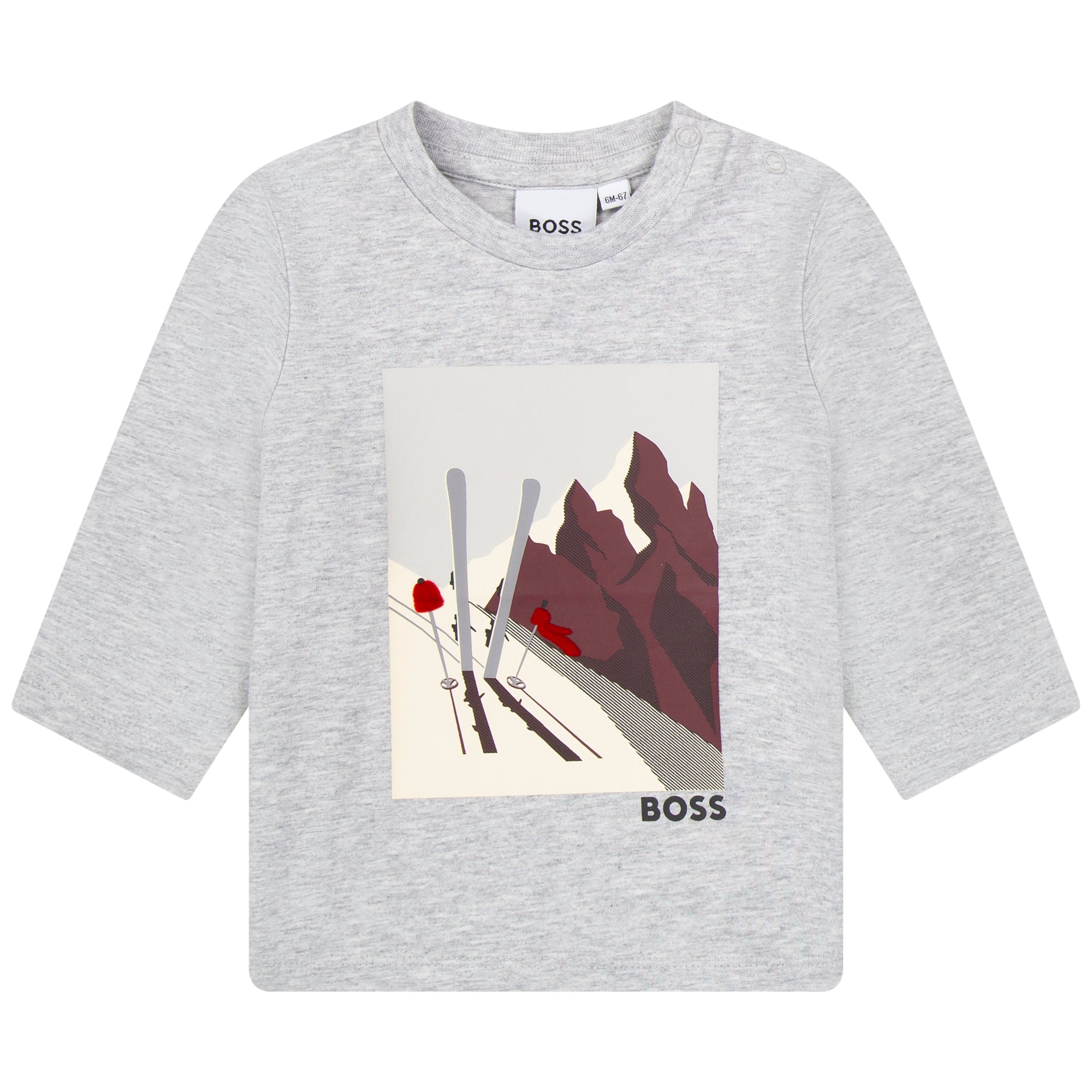 Baby Boys Grey Printed Cotton T-Shirt