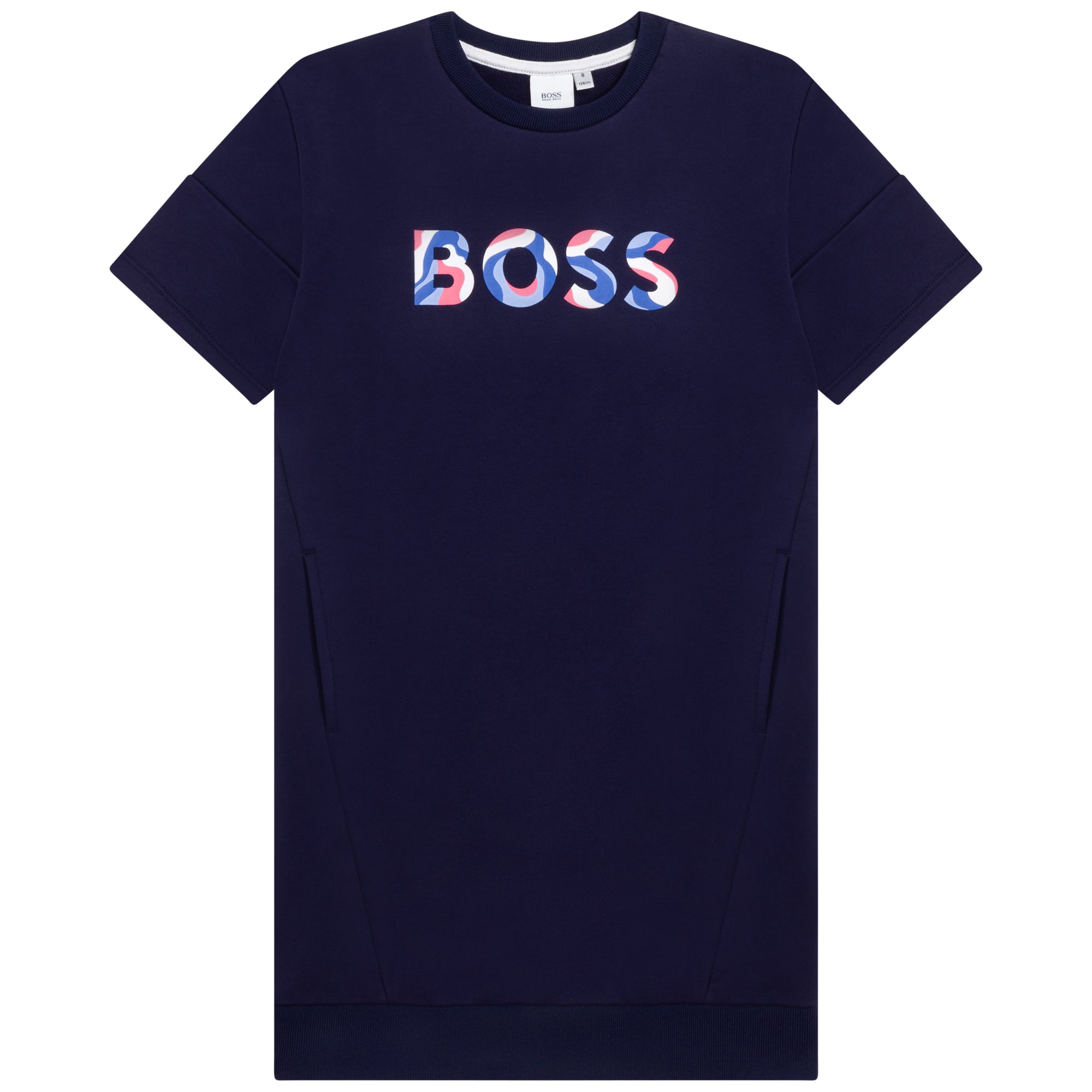 Girls Navy Cotton T-Shirt Dress