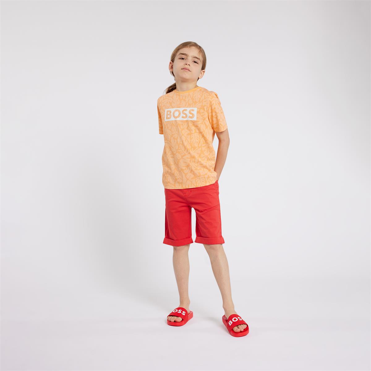 Boys Orange Cotton Shorts