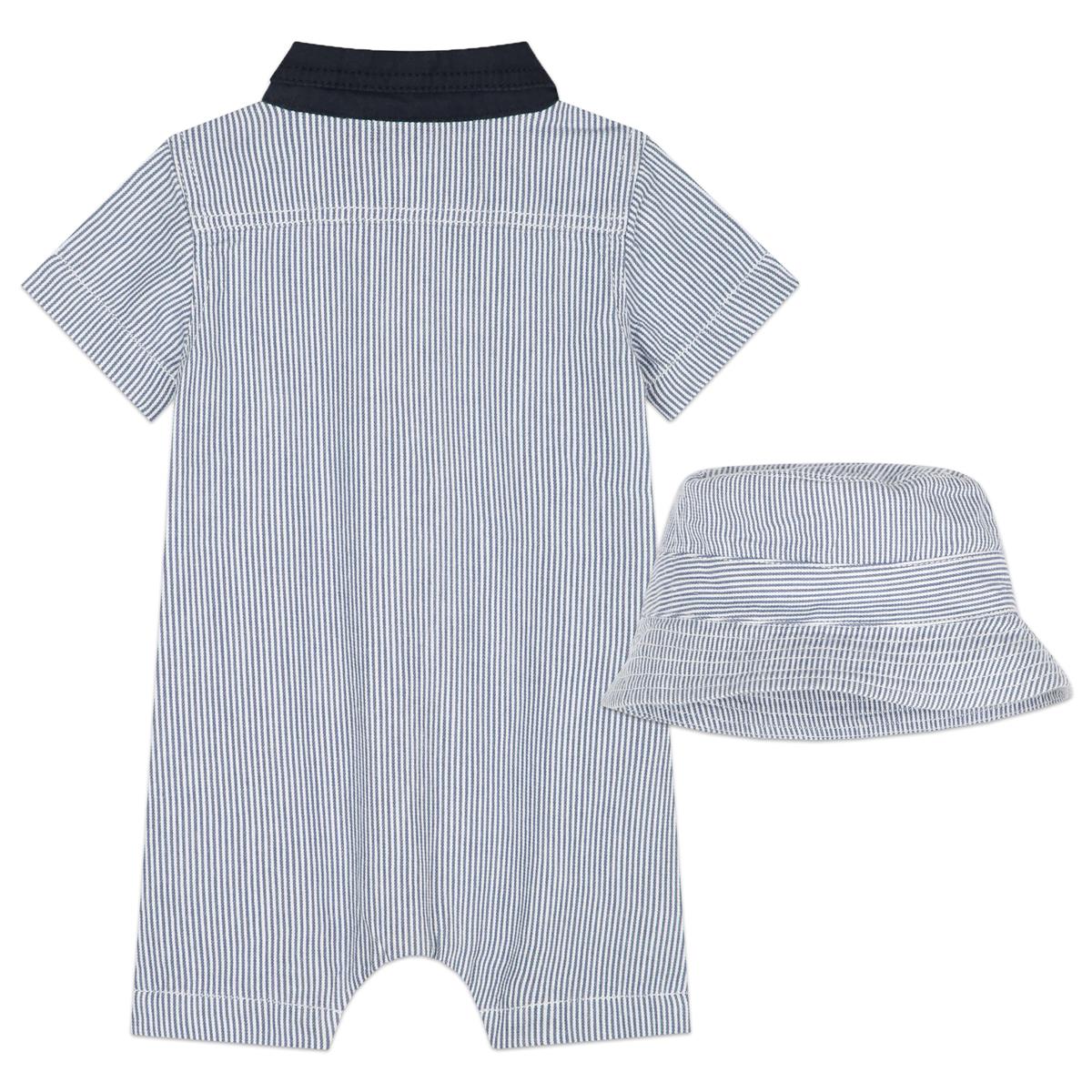 Baby Girls Blue Stripes Babysuit