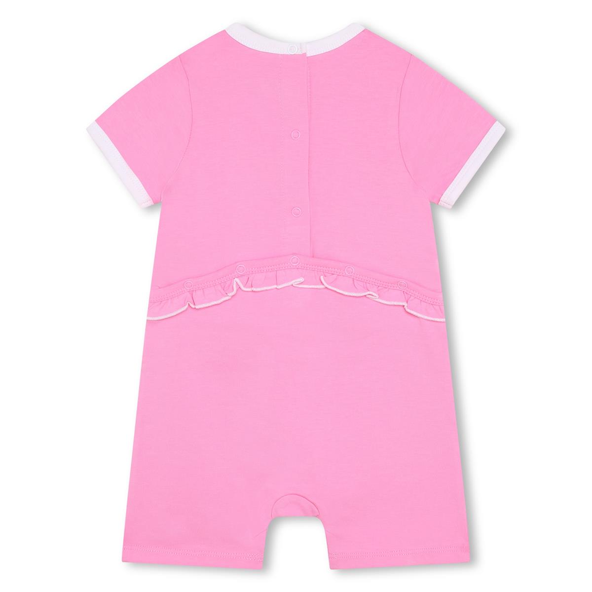 Baby Girls Pink Logo Cotton Babysuit