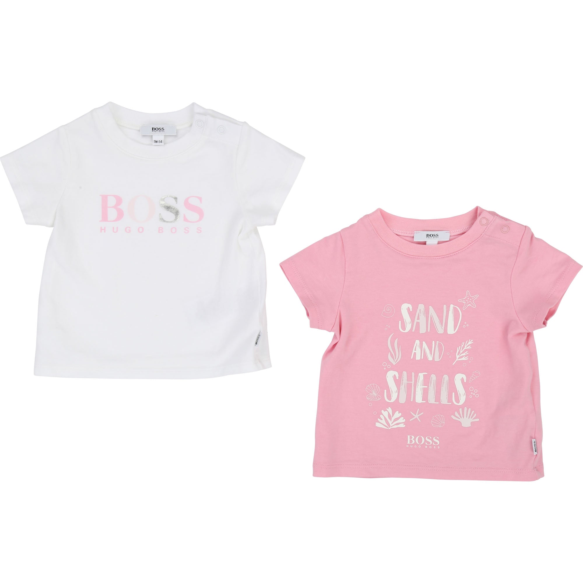 Baby Girls White & Pink Cotton 2 Pack T-shirt