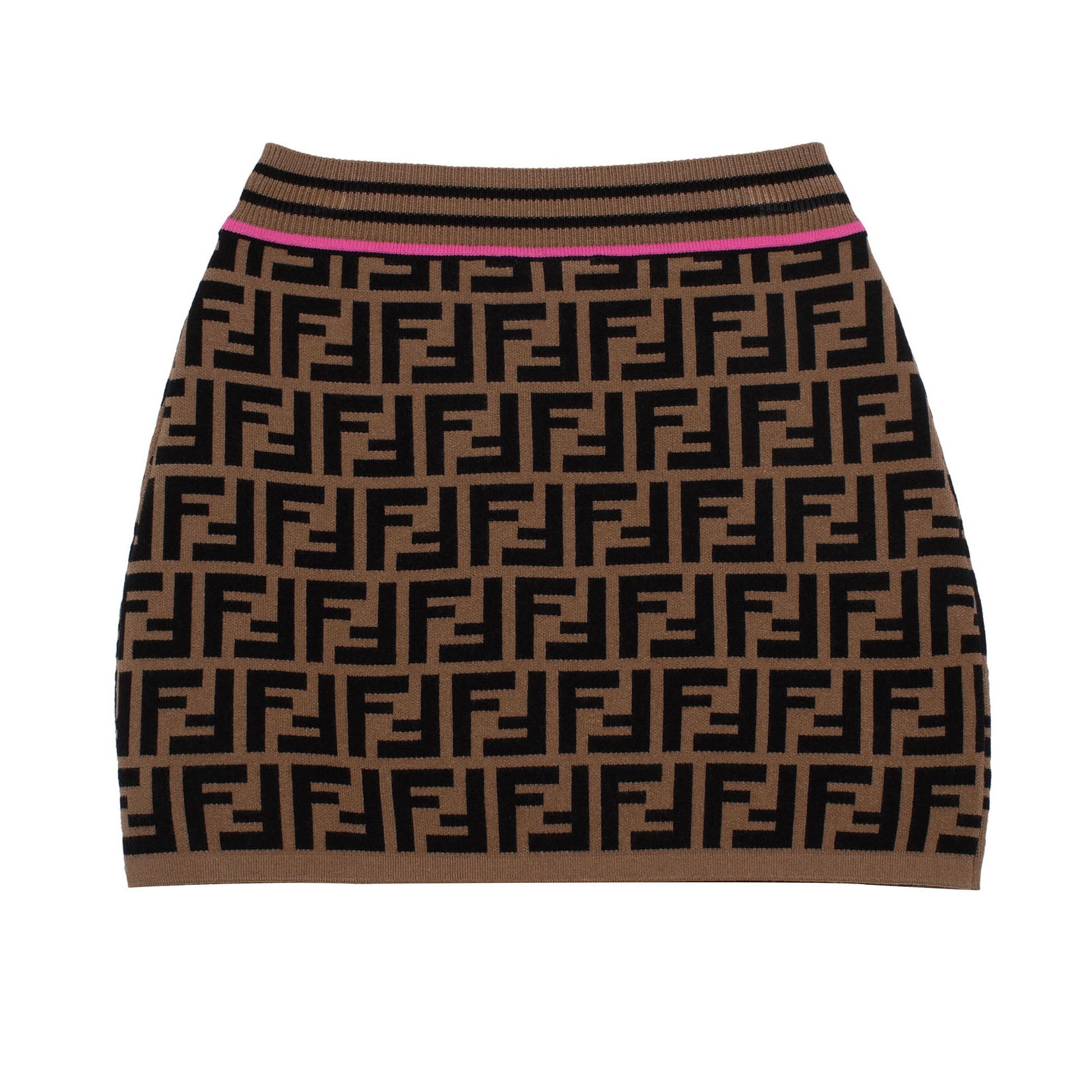 Girls Brown FF Logo Knit Skirt