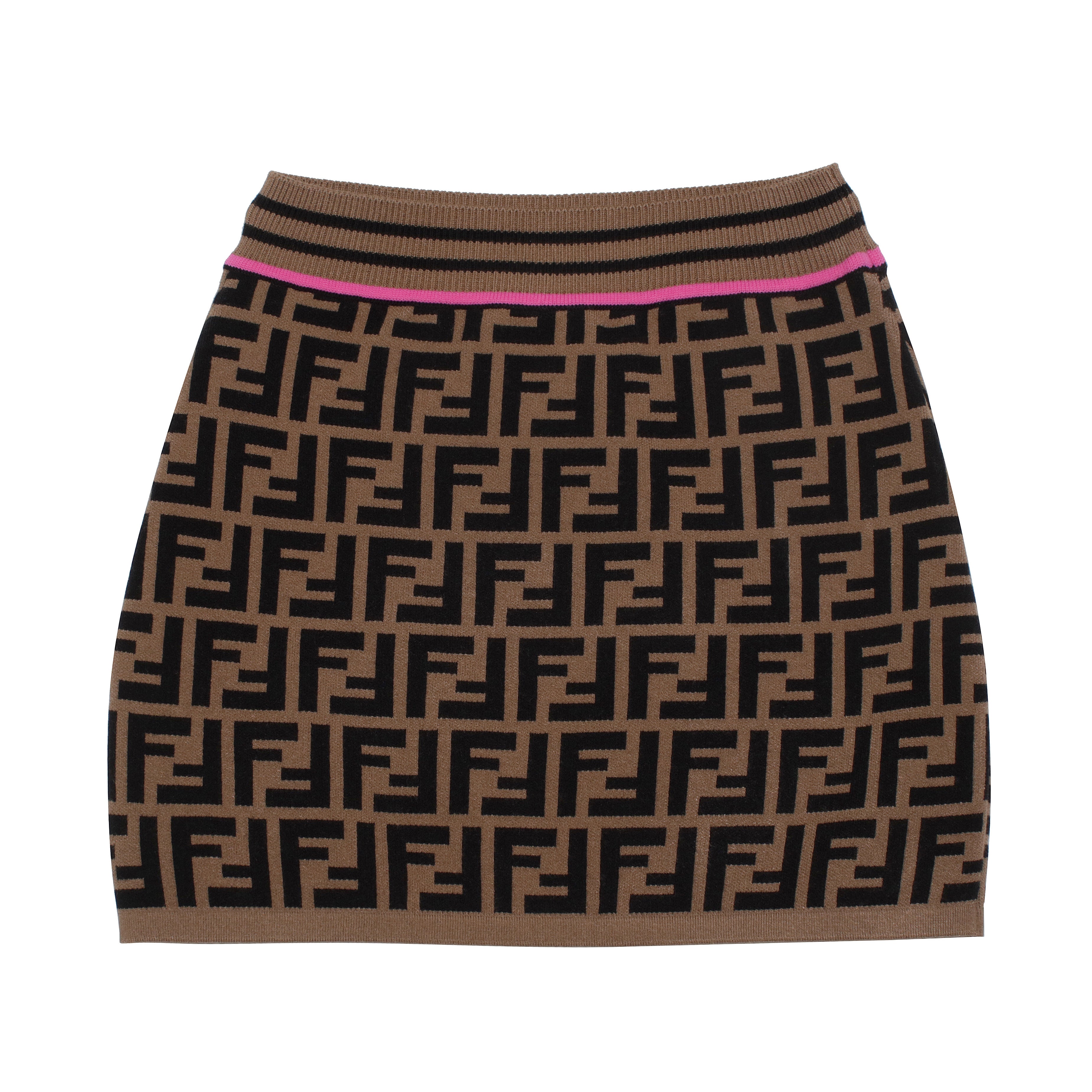 Girls Brown FF Logo Knit Skirt