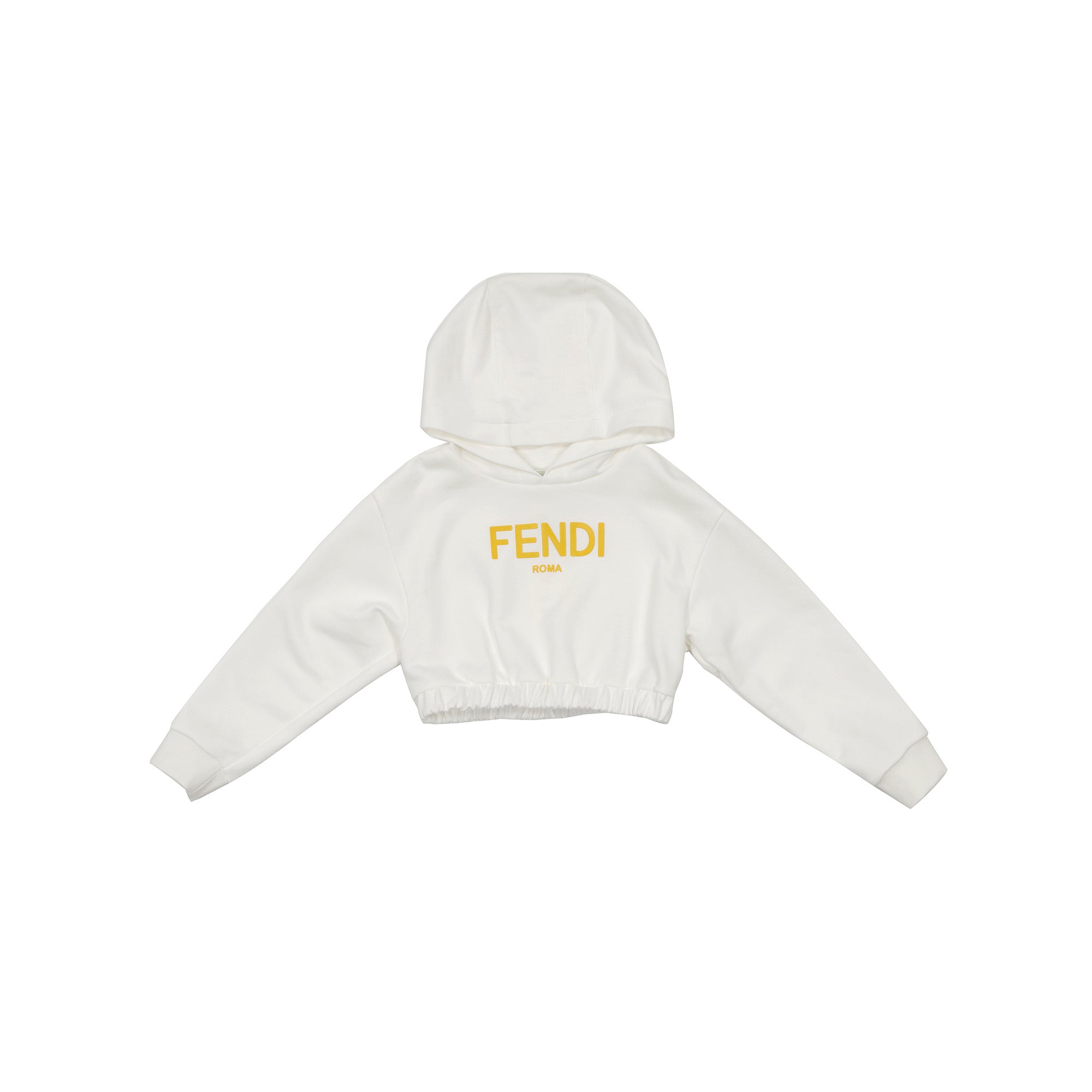 Girls White Logo Hooded Cotton Sweatshirt