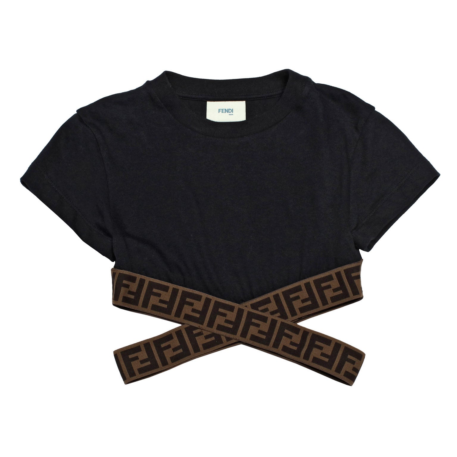 Girls Black FF Logo Cotton T-Shirt