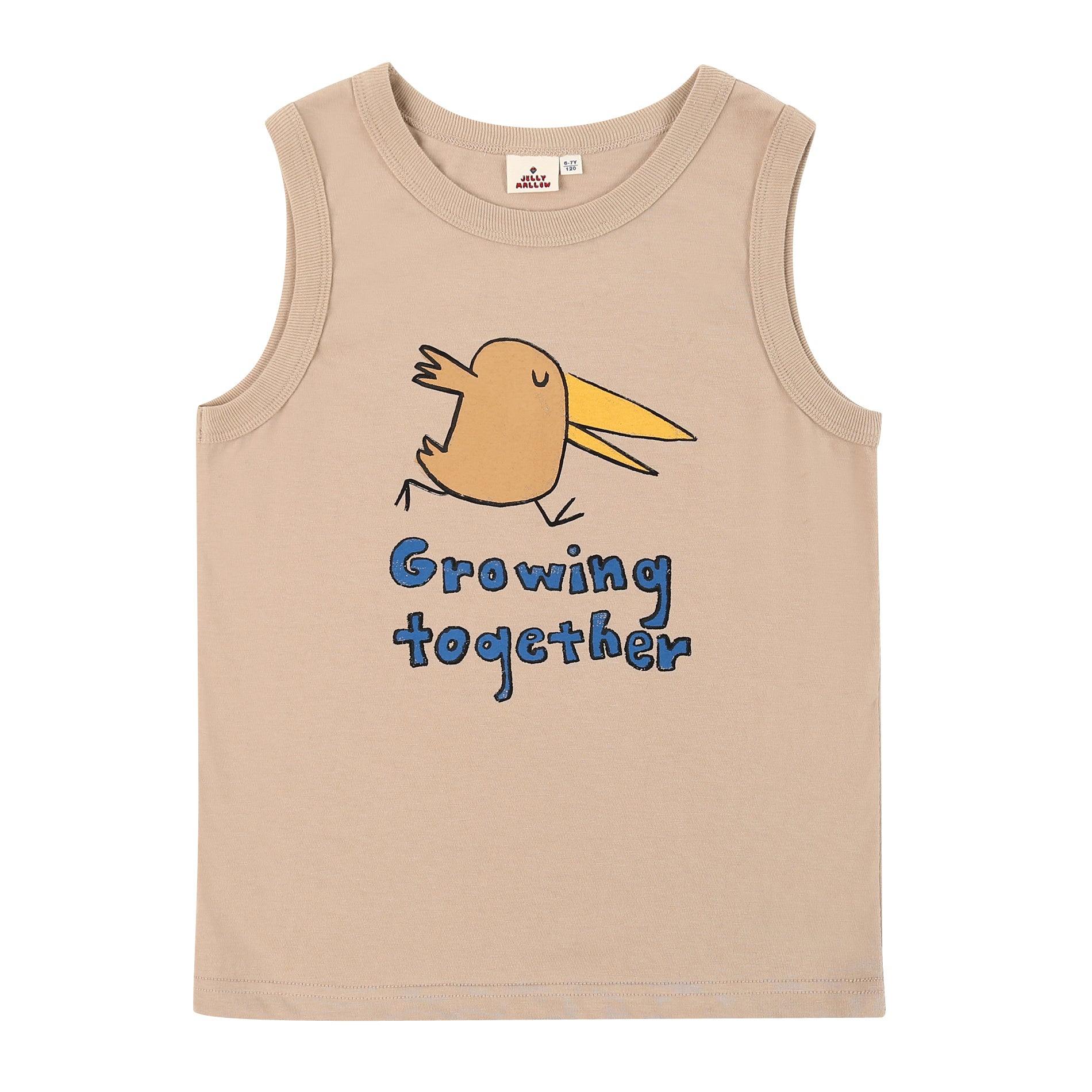 Girls Beige Cotton Tank Top