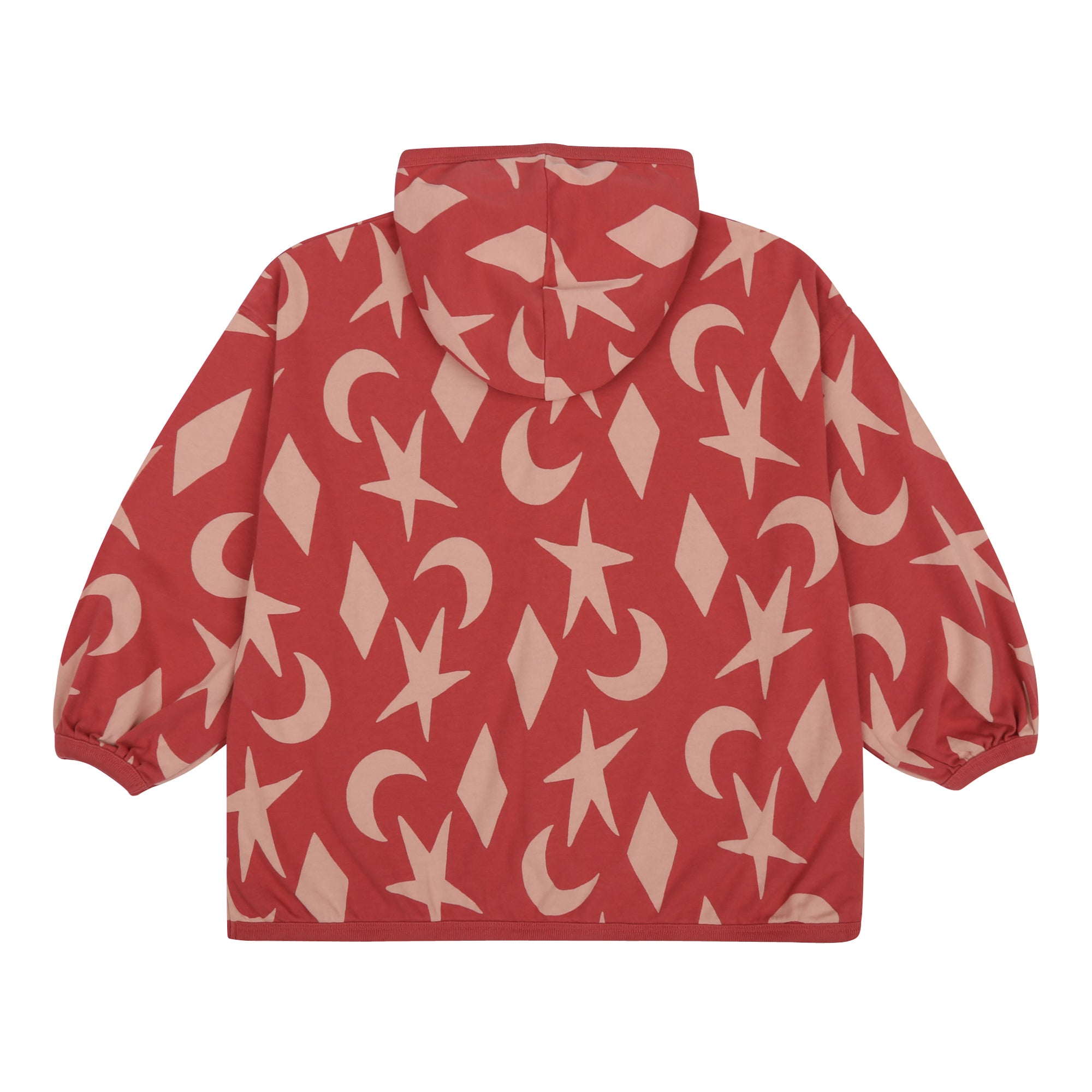Girls Dark Red Printed Hooded Jacket