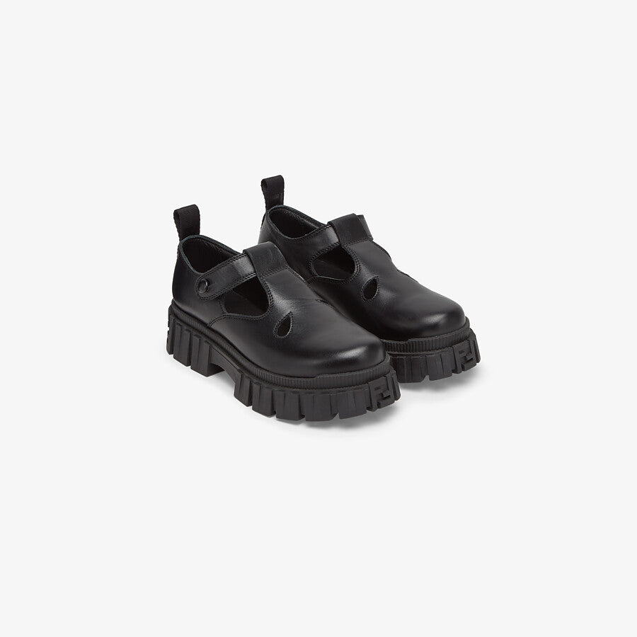 Girls Black Leather Shoes