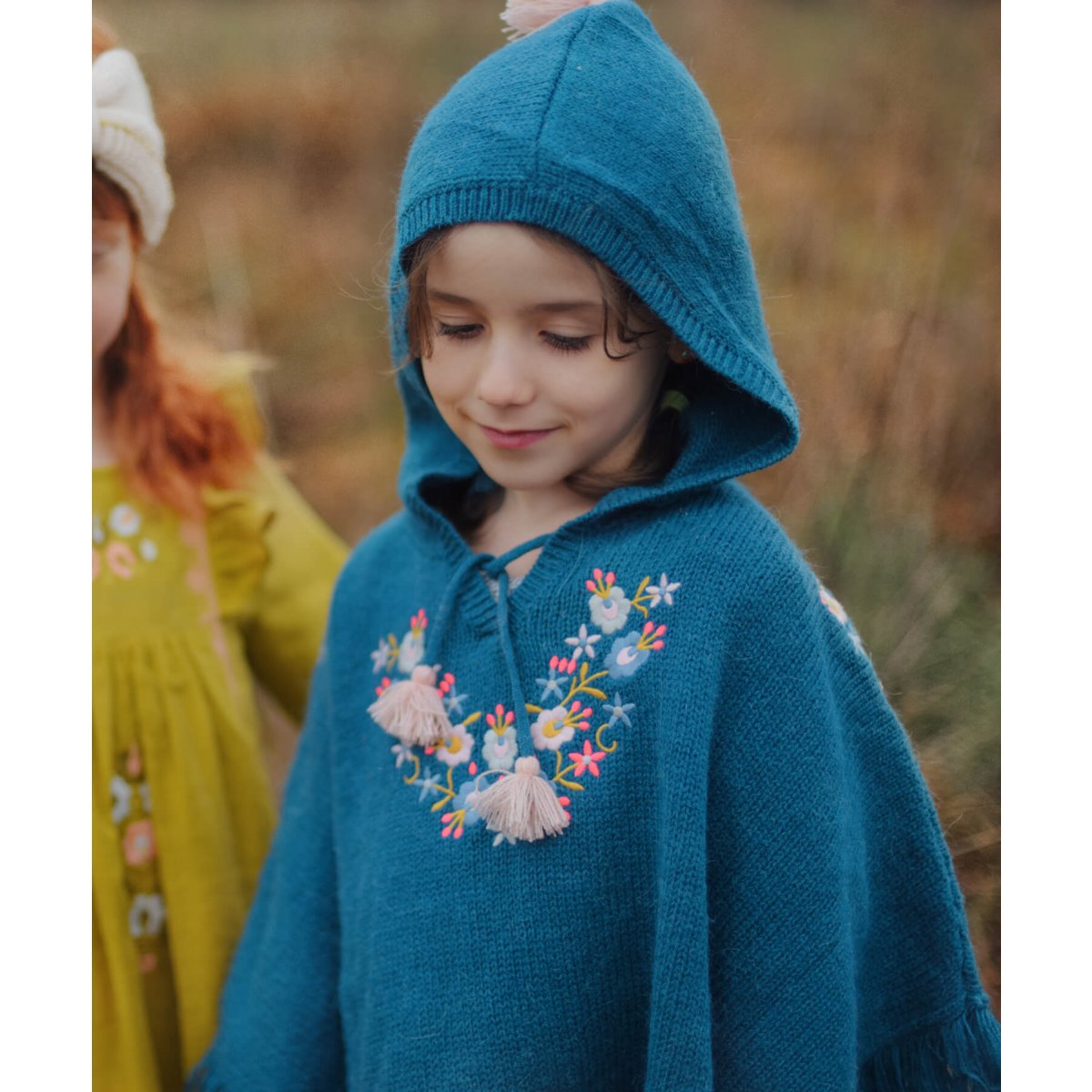 Girls Green Blue Acrylic Cape