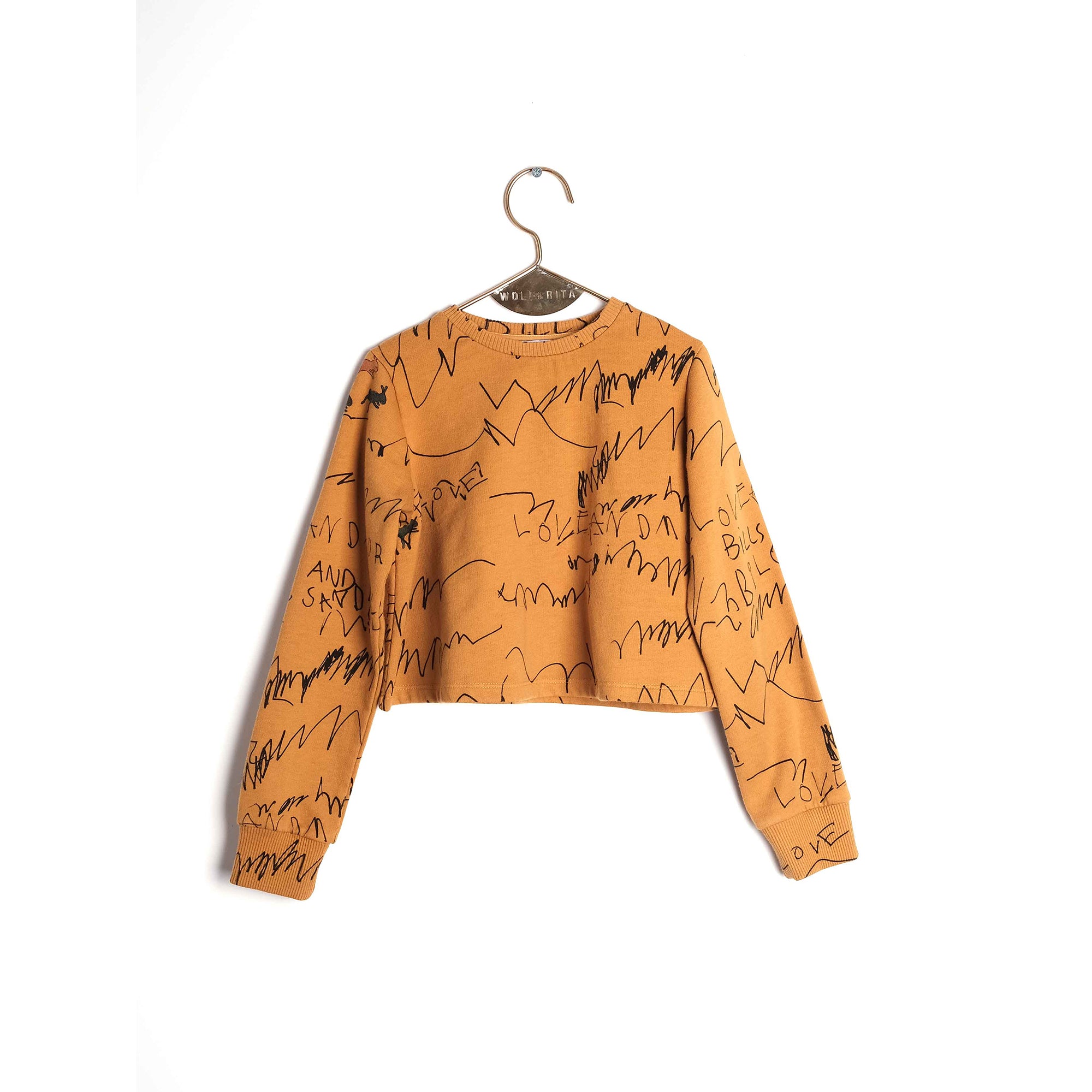 Girls Yellow Printed Cotton Jumper