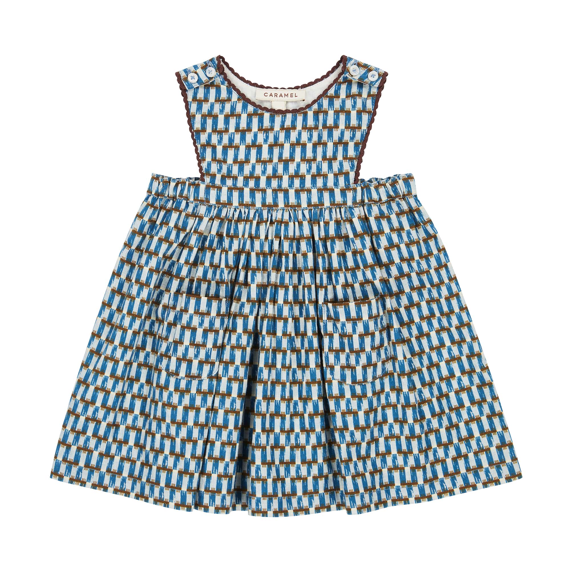 Baby Girls Blue Printed Cotton Dress
