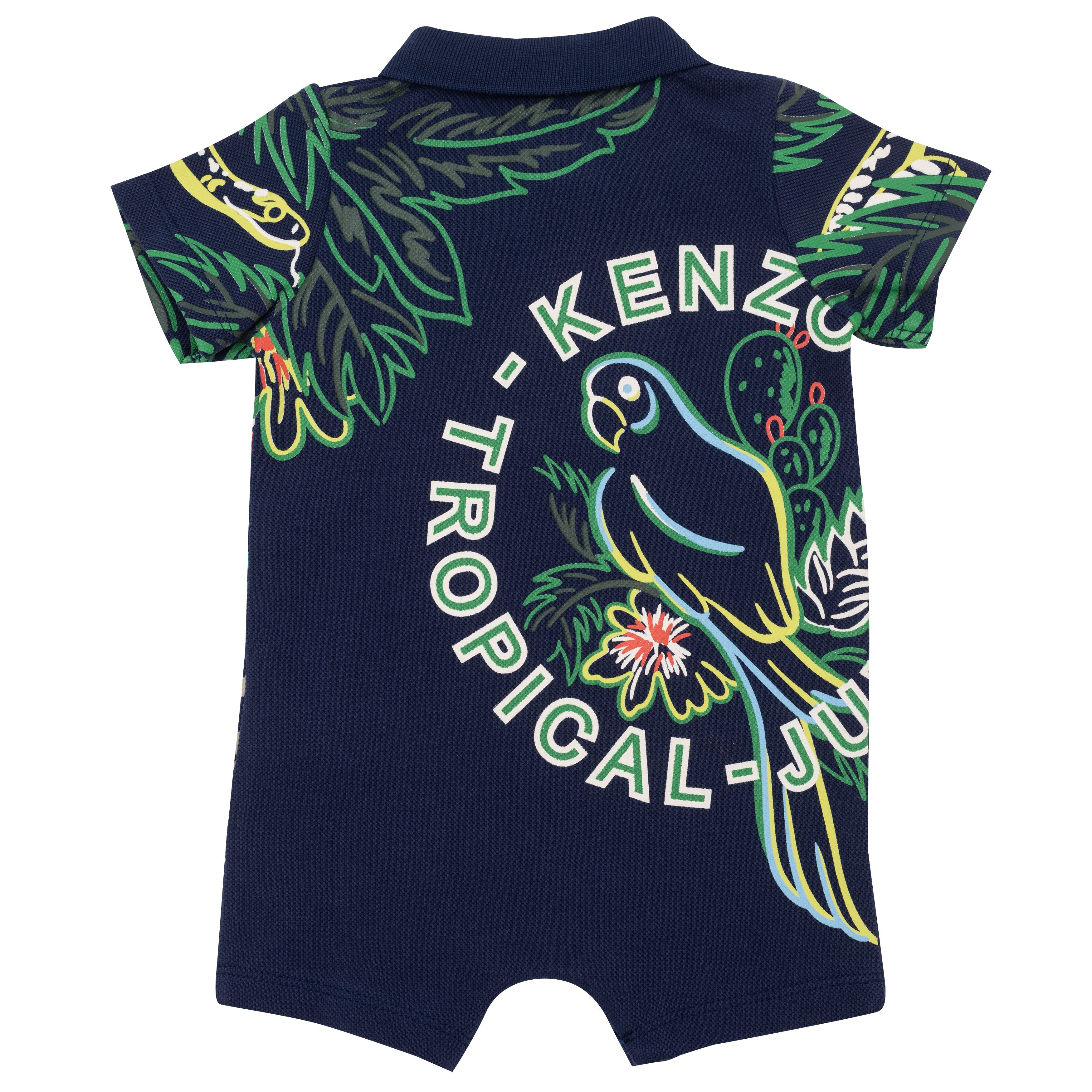 Baby Boys & Girls Blue Cotton Babysuit