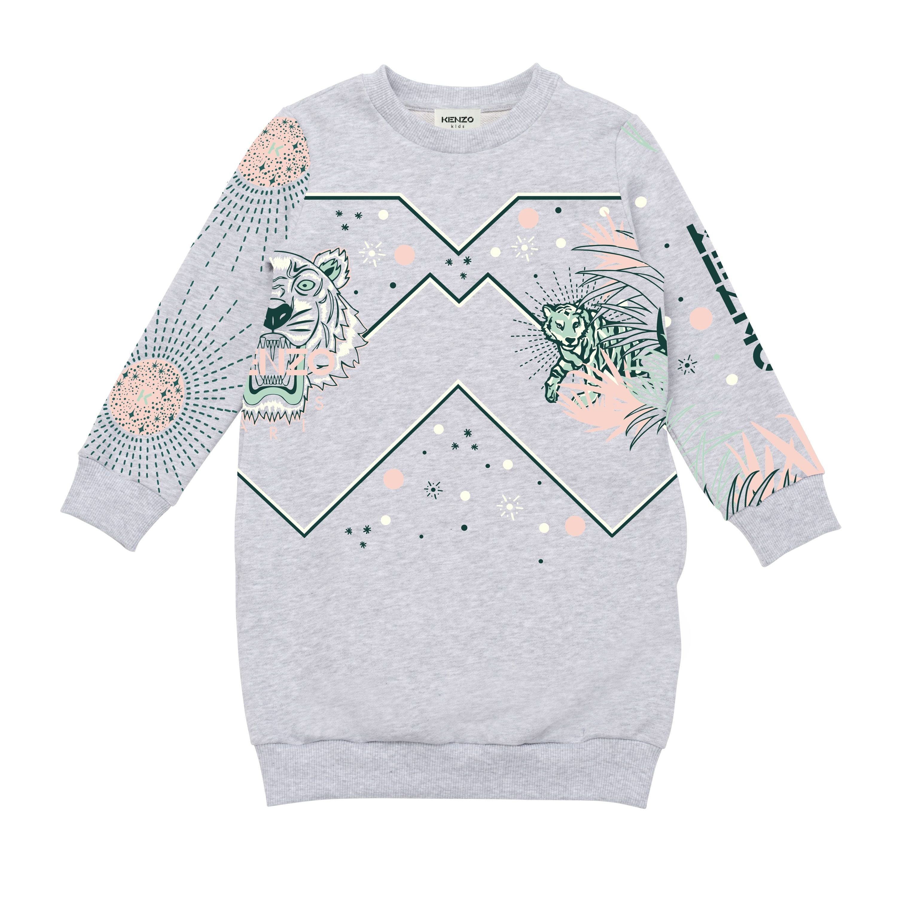 Girls Grey Logo Cotton Dress