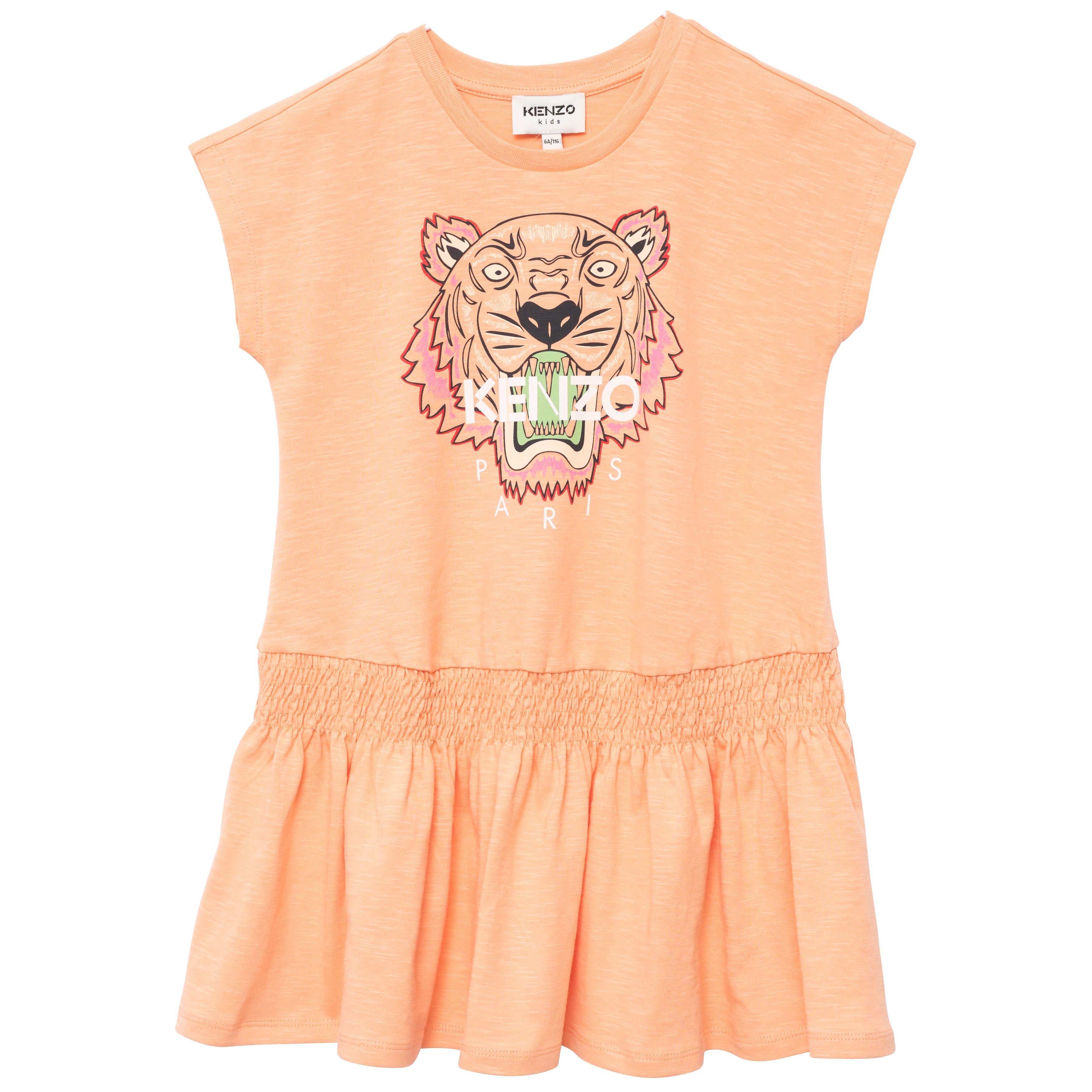 Girls Orange Cotton Dress