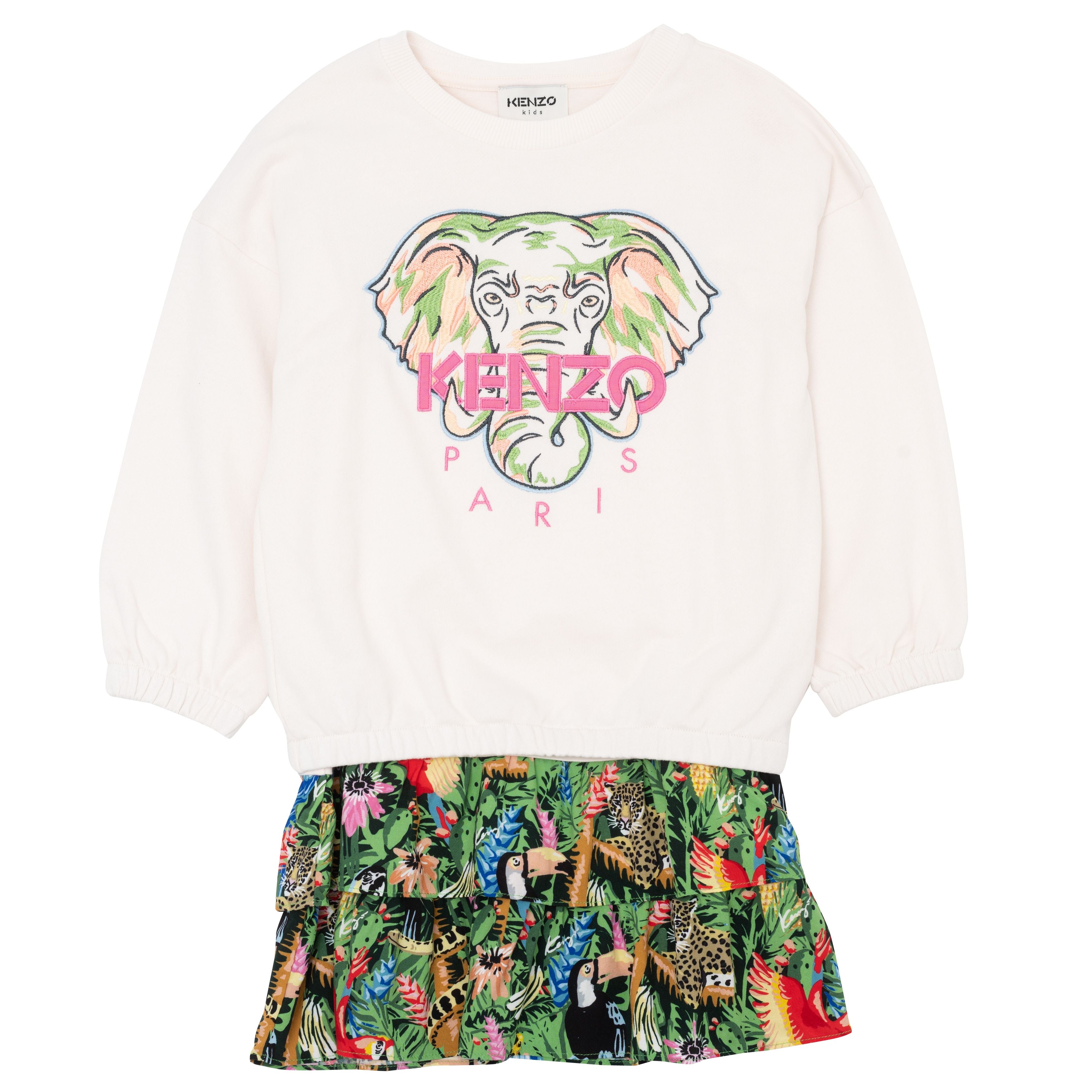 Girls White Logo Cotton Dress