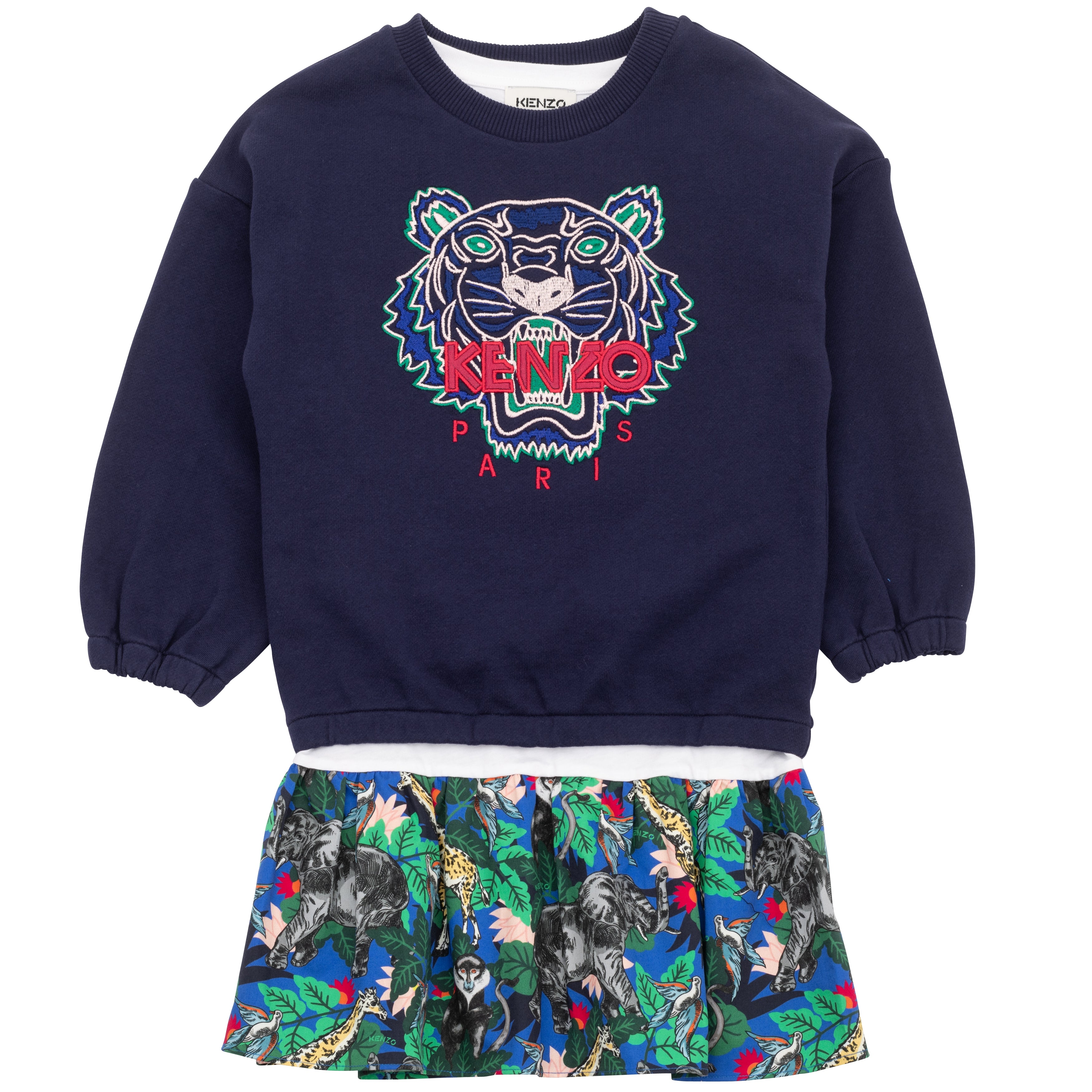 Girls Navy Tiger Dress Set