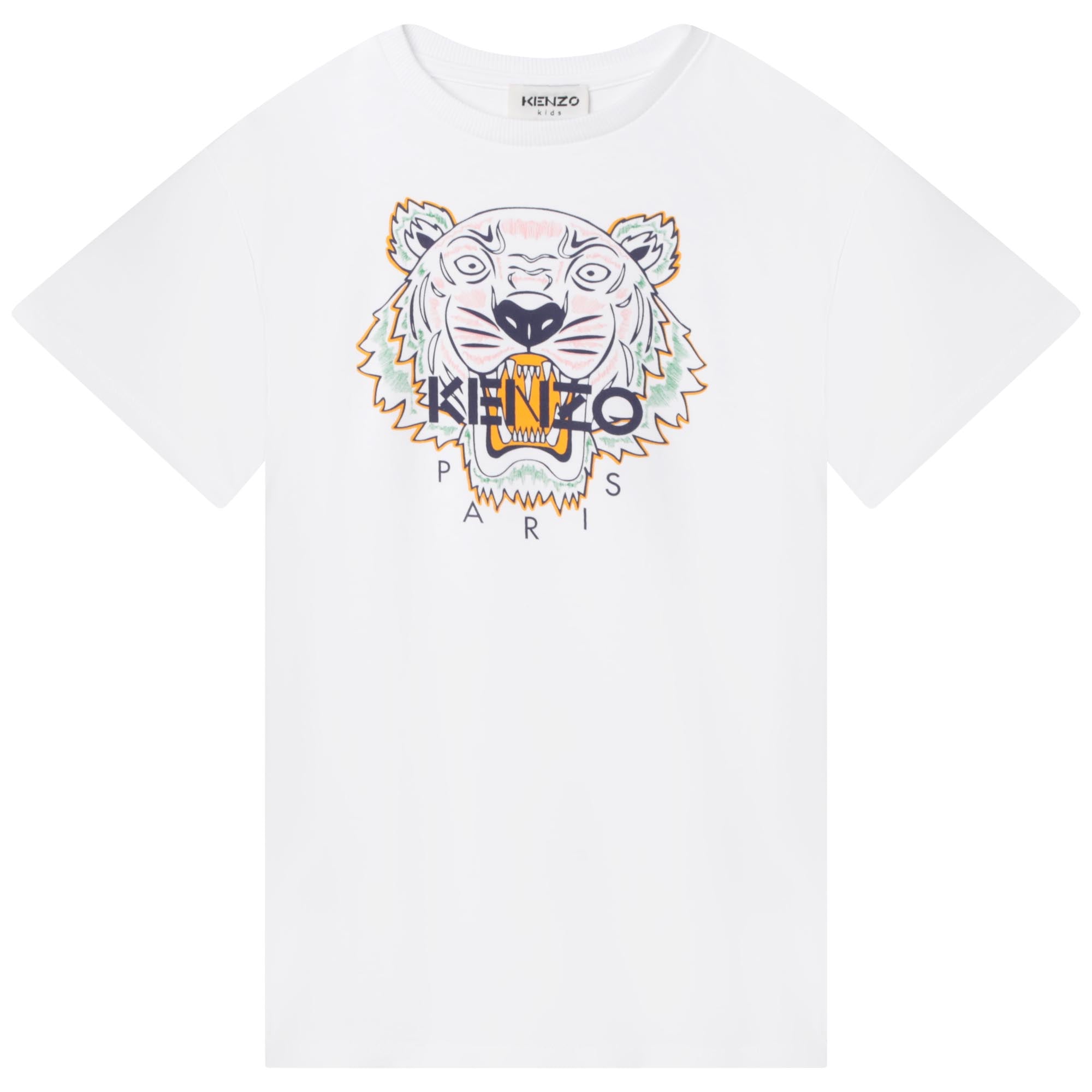 Girls White Tiger Cotton Dress