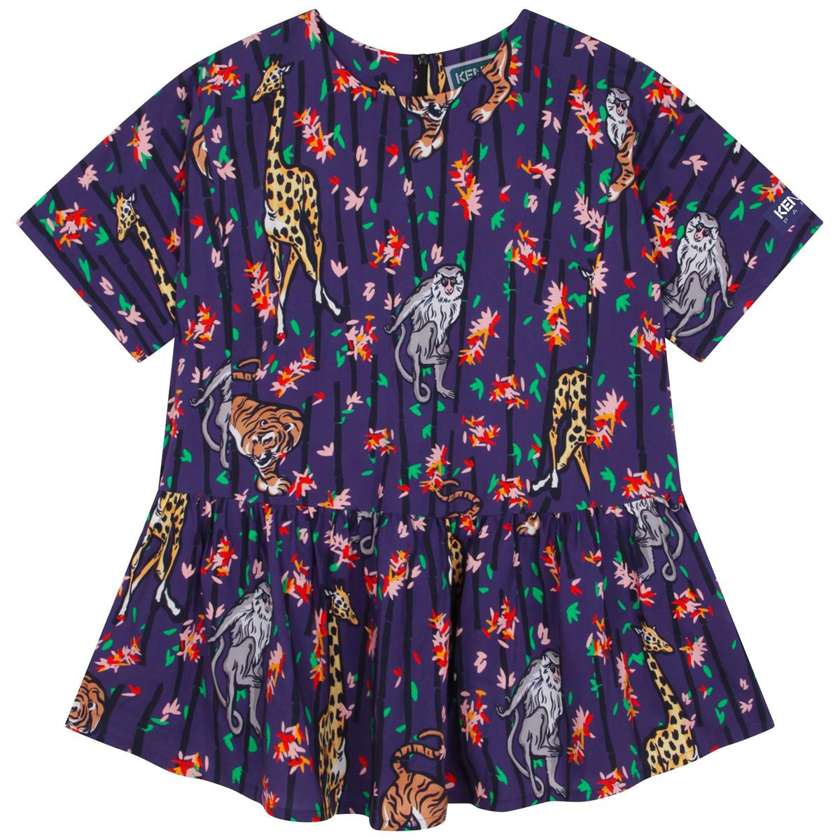 Girls Blue Printed Dress