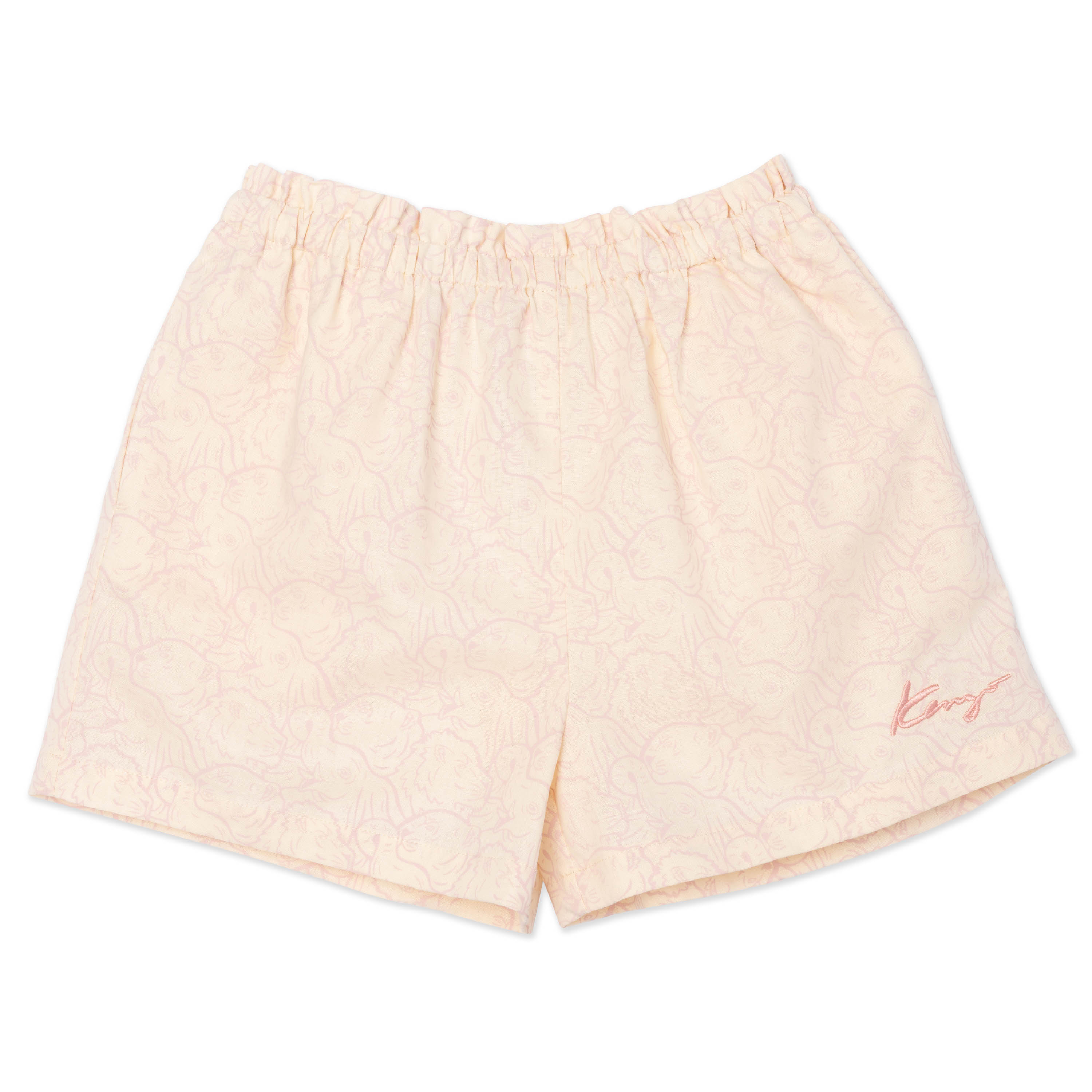 Girls Light Pink Printing Cotton Shorts