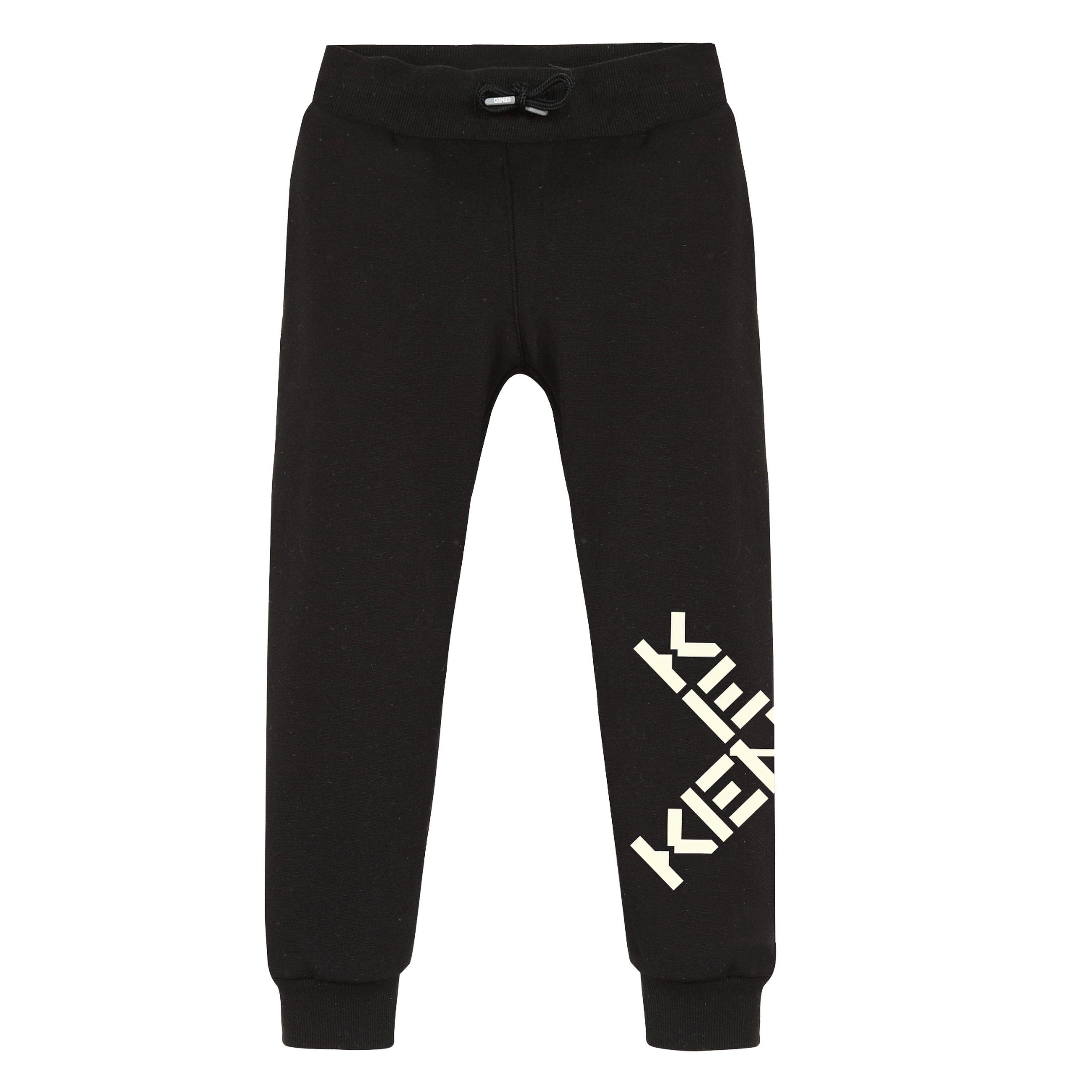 Girls Black Logo Cotton Trousers