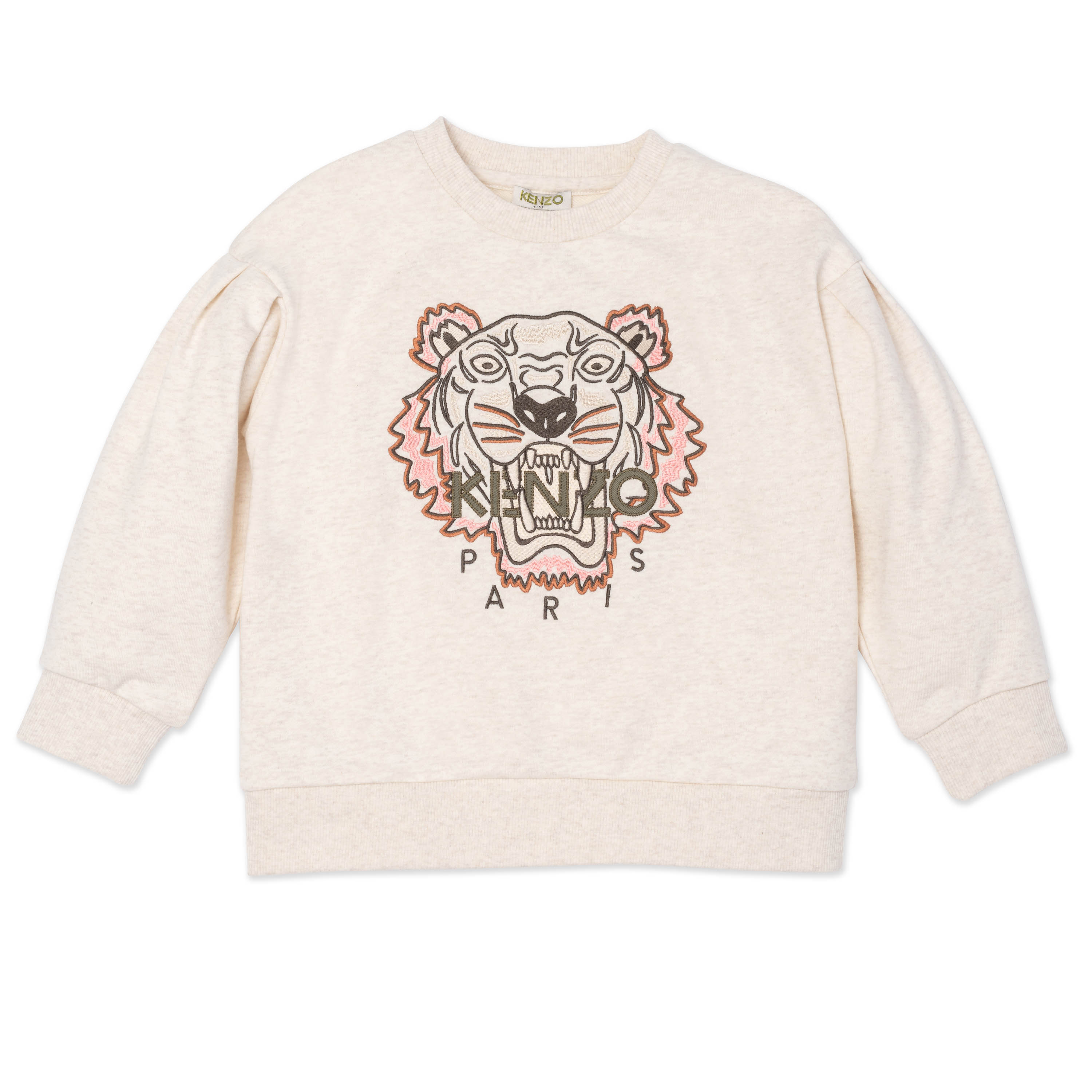 Girls Beige Tiger Cotton Sweatshirt