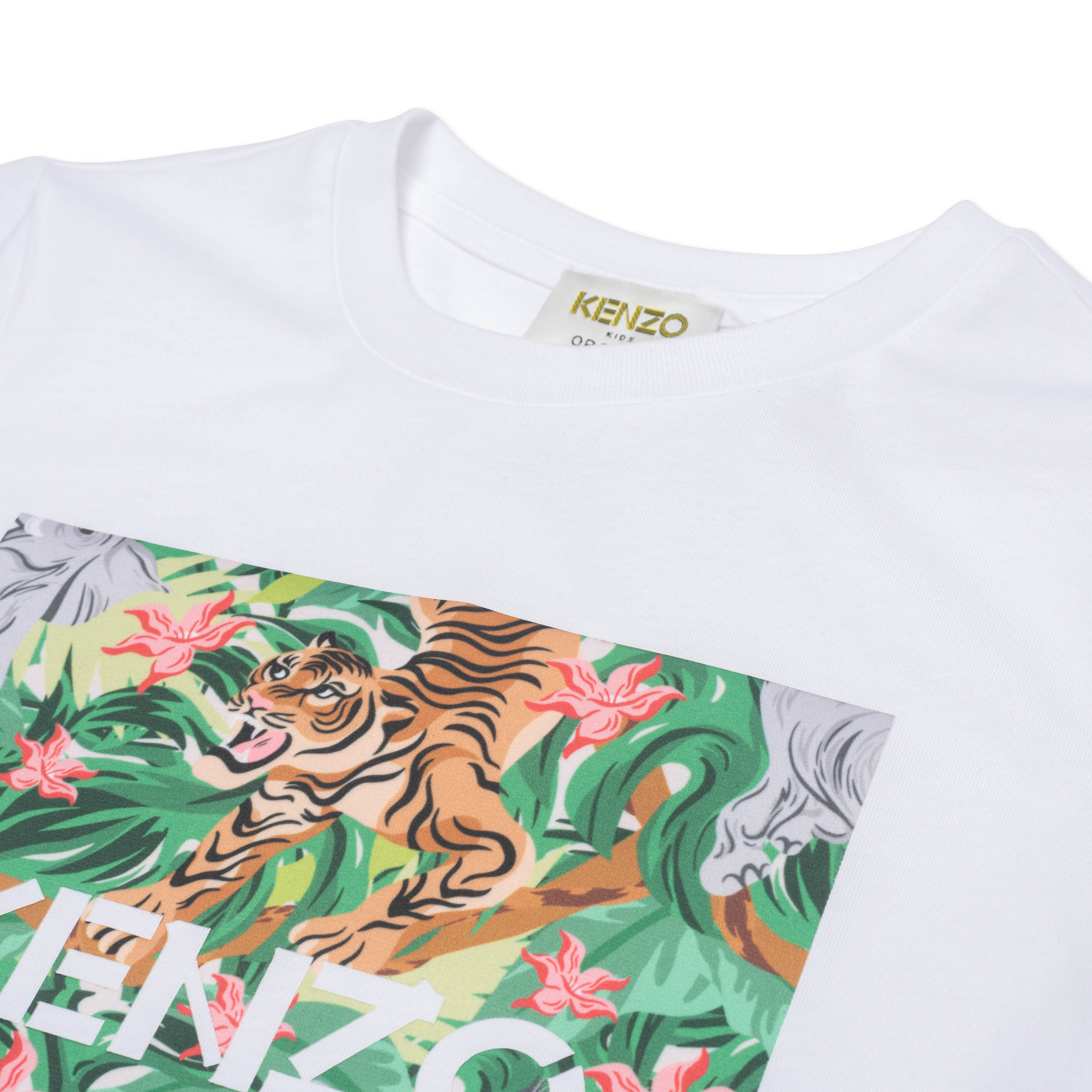 Girls White Printing Cotton T-Shirt