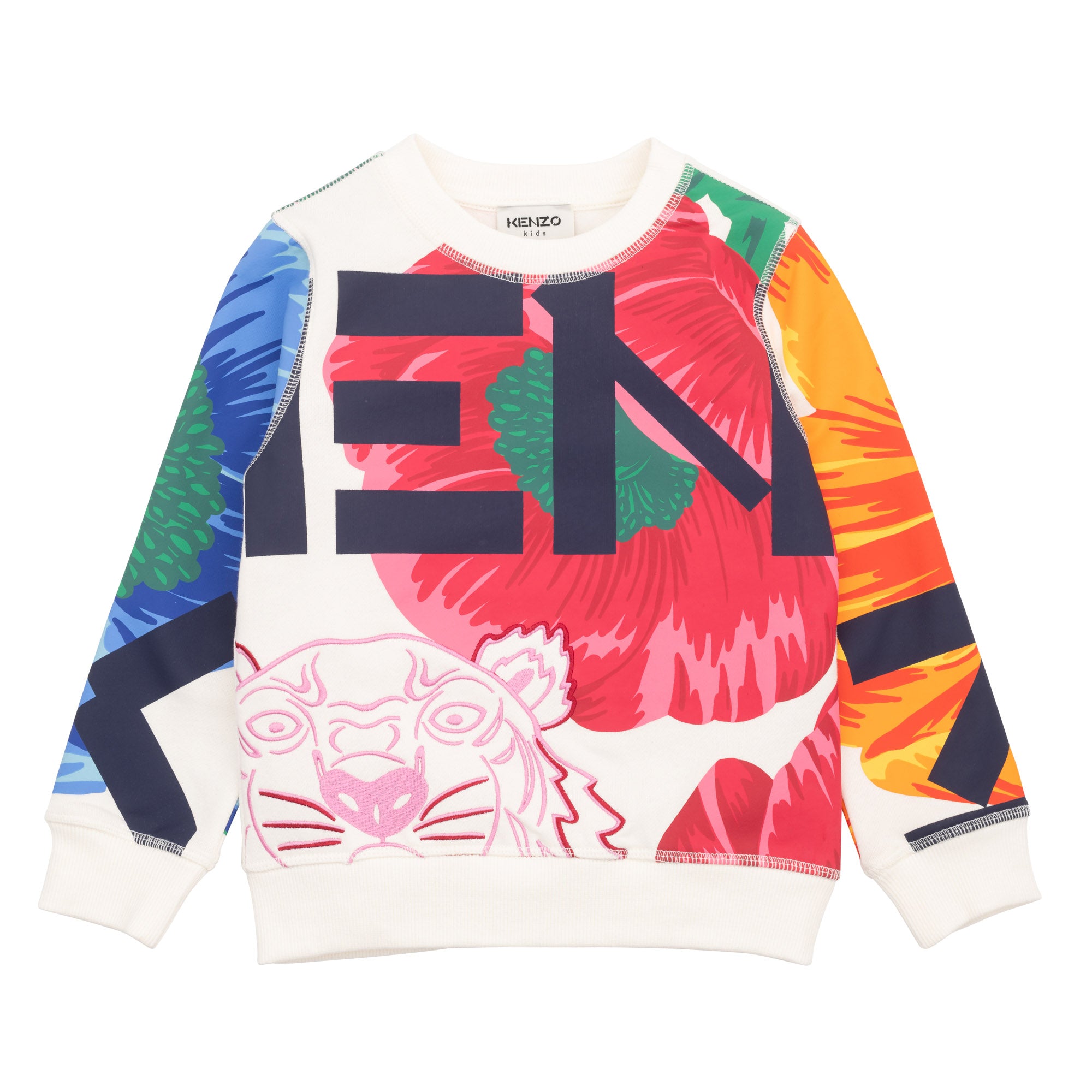 Girls Ivory Printed Cotton Sweatshirt