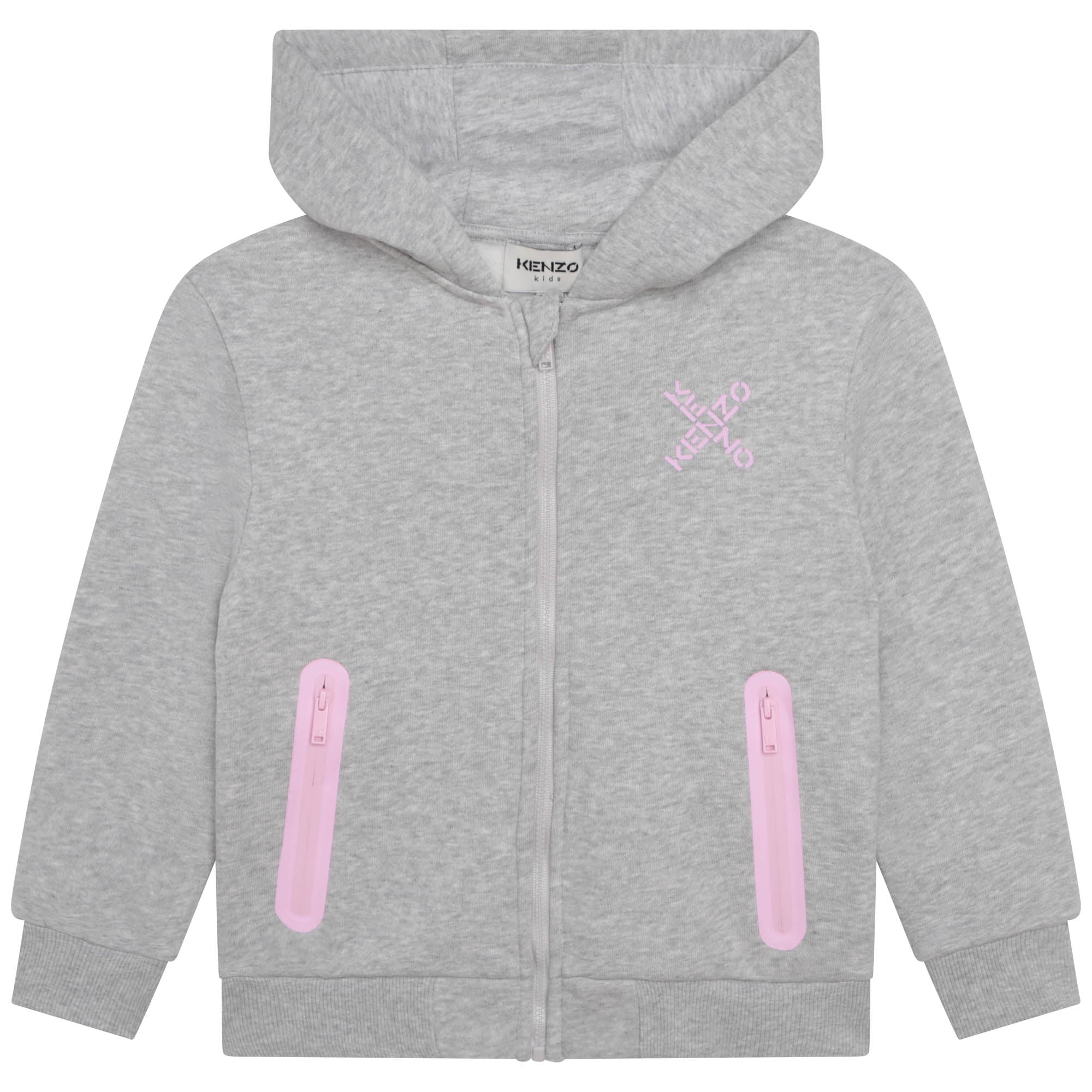 Girls Grey Hooded Zip-Up Top