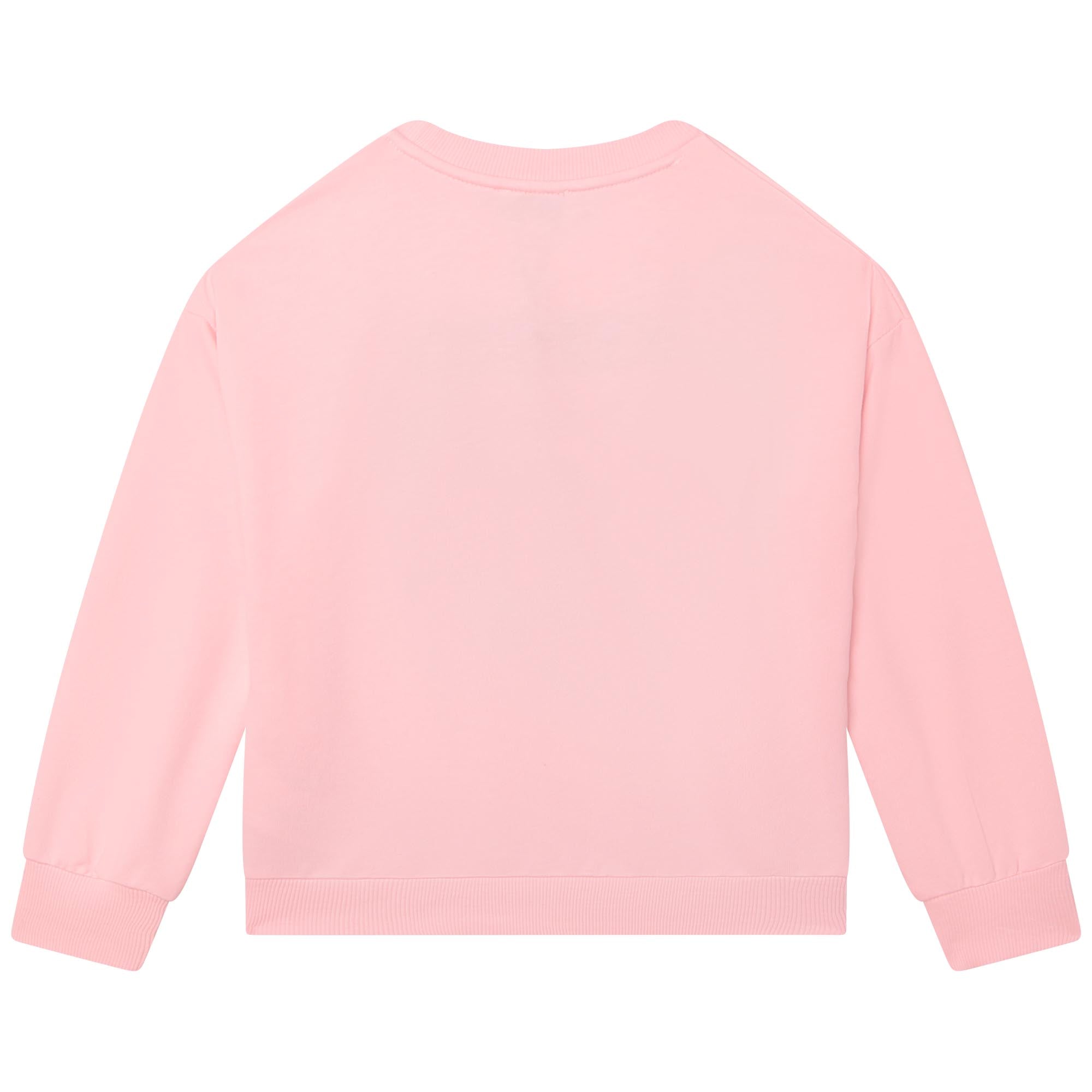 Girls Pink Logo Cotton Sweatshirt