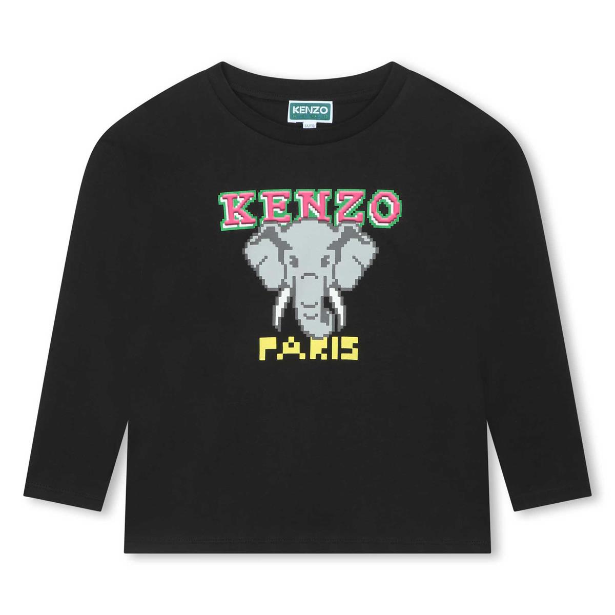 Girls Black Logo Cotton T-Shirt